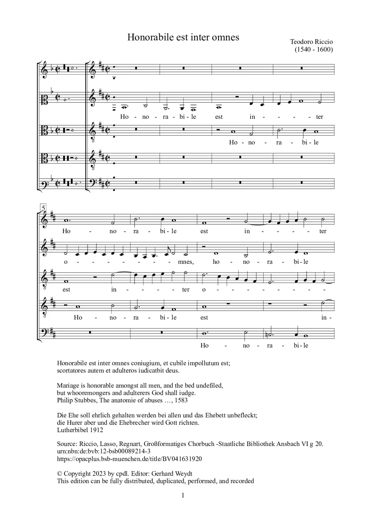 Honorabile est inter omnes - Page 1