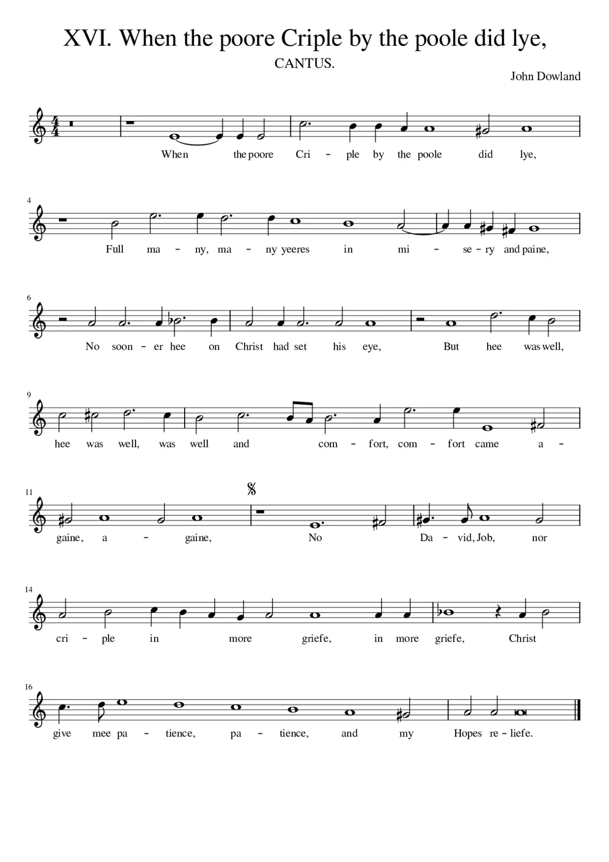 XVI. When the poore Criple by the poole did lye - Page 1