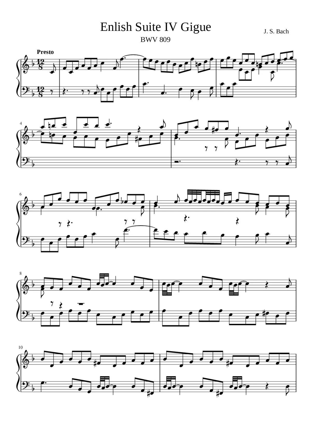 English Suite No.4 in F major BWV 809 - Page 1