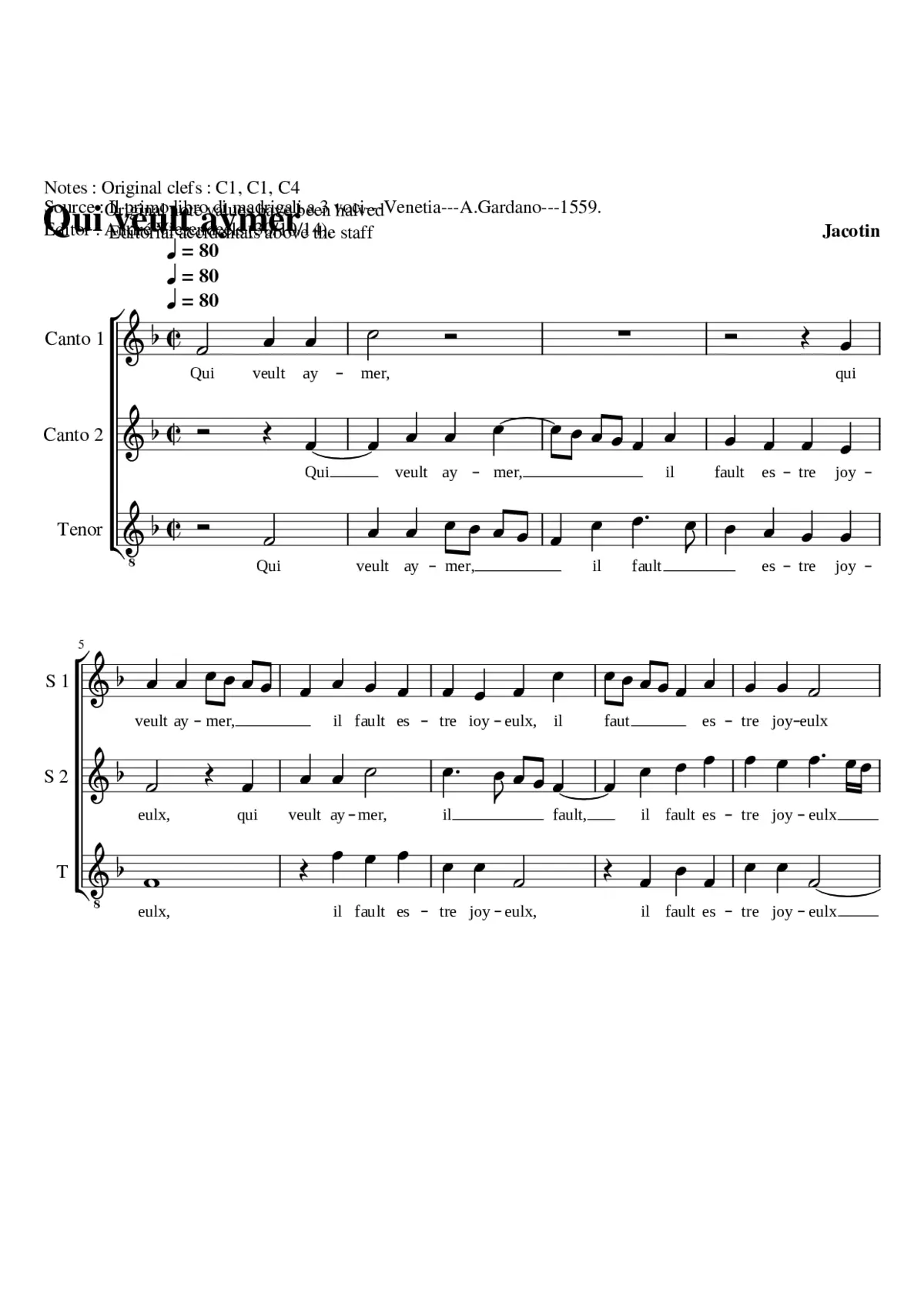 Qui veult aymer - Page 1