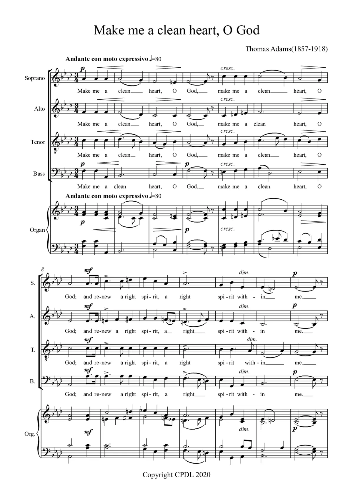 Make me a clean heart, O God - Page 1