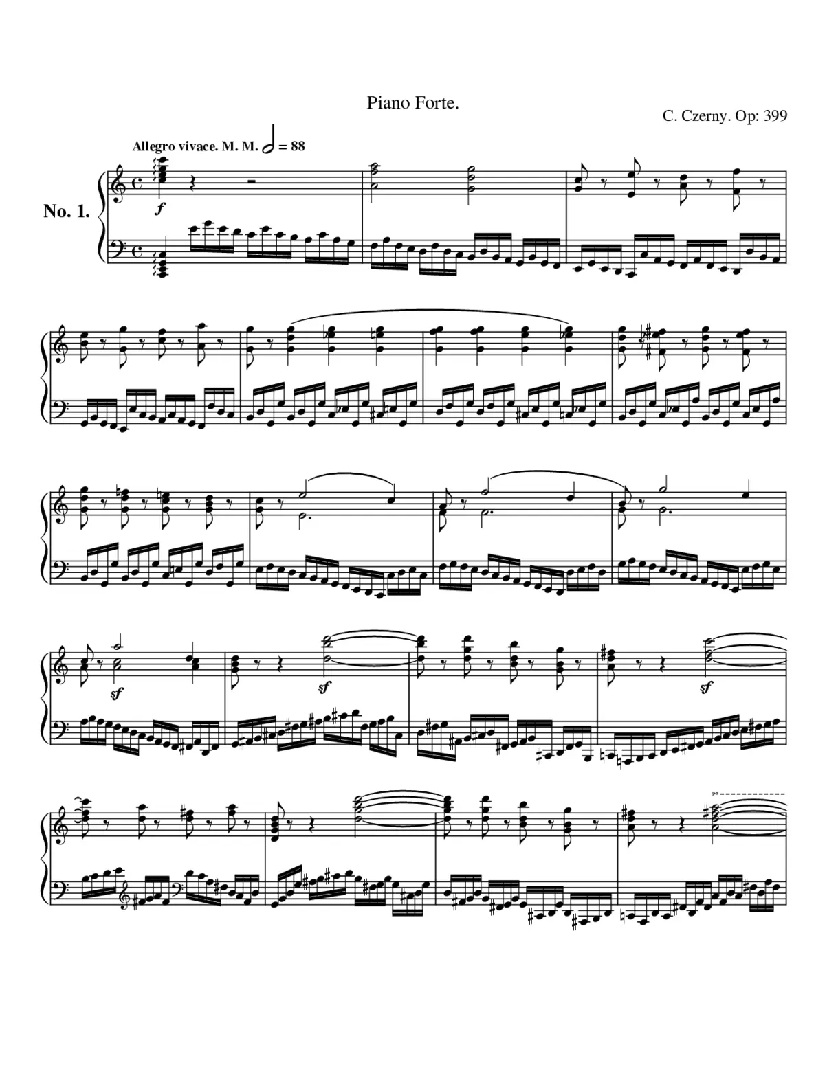 Die Schule der linken Hand Op.399 No.1 (The School of the Left Hand) - Page 1