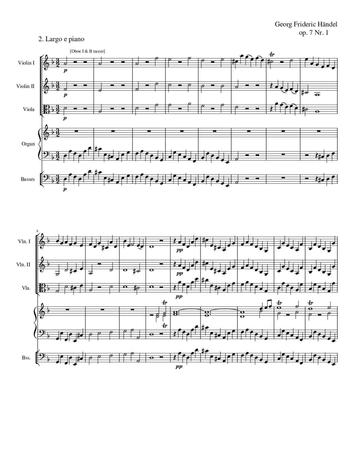 Handel - Organ Concerto Op. 7 No. 1 HWV 306: II - Page 1