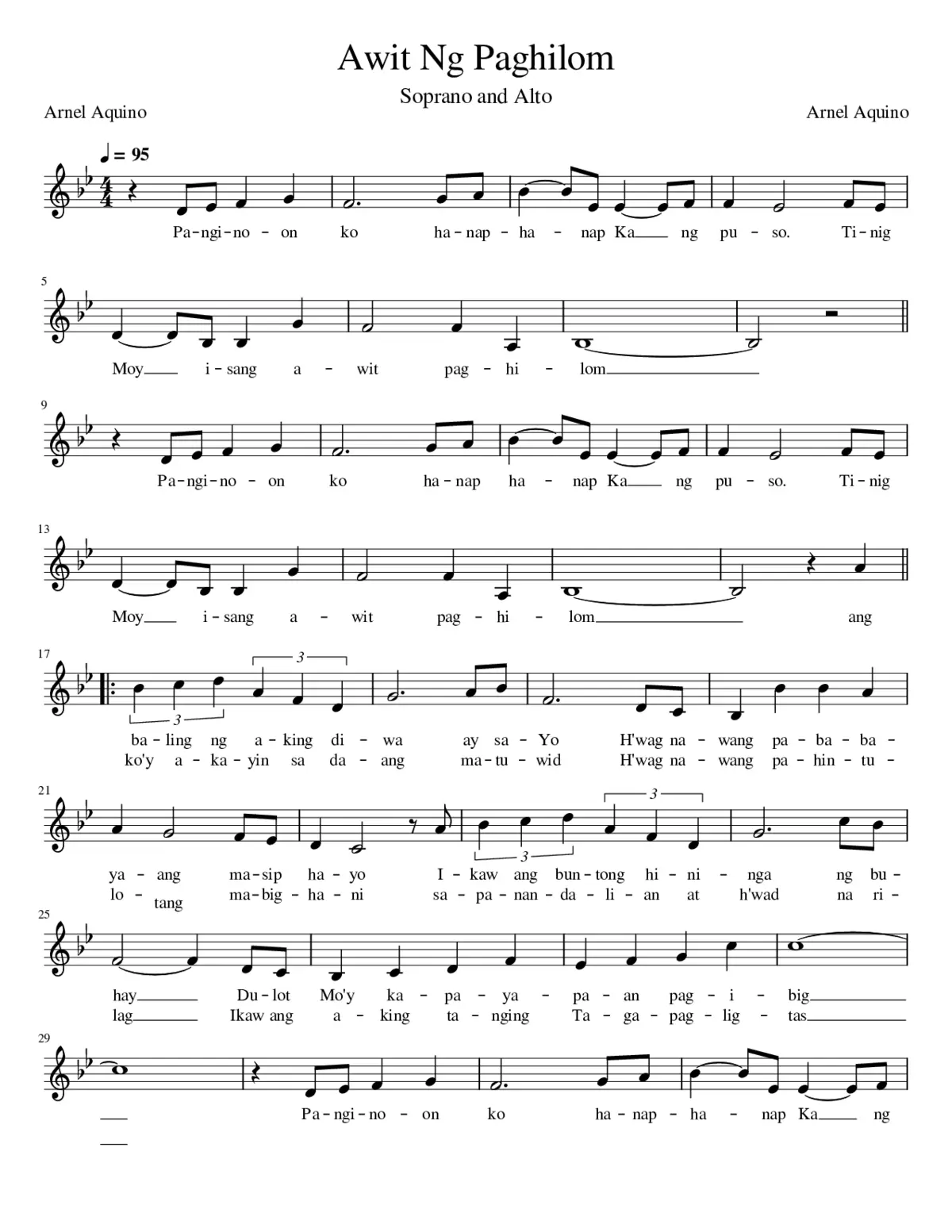 Awit Ng Paghilom Soprano and Alto - Page 1