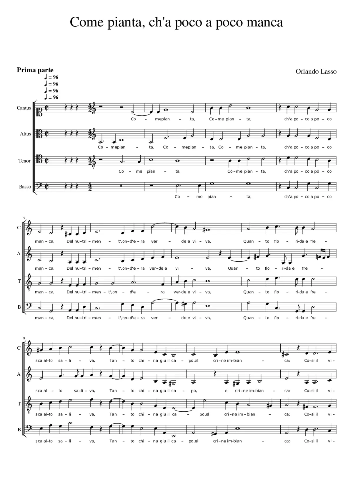 Come pianta ch'a poco a poco manca - Page 1