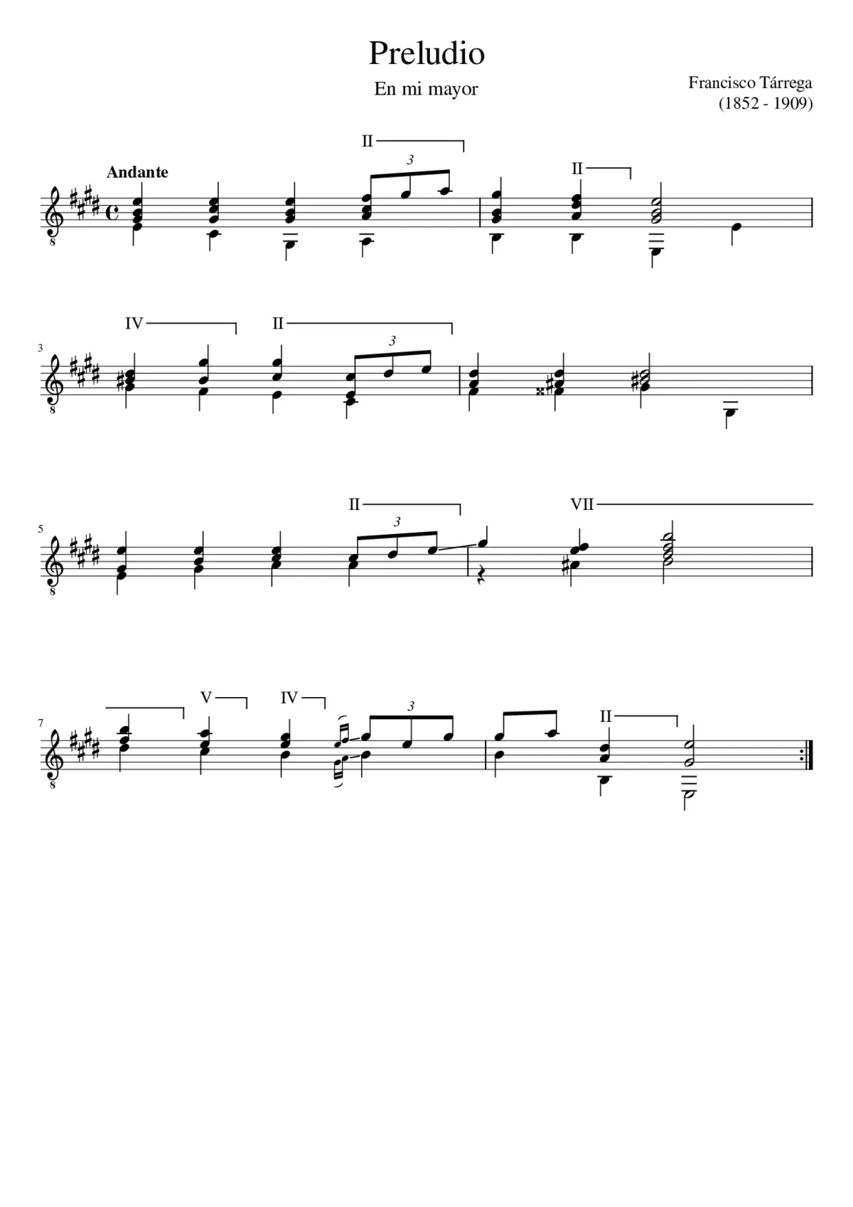 Francisco Tárrega - Preludio en Mi Mayor - Page 1