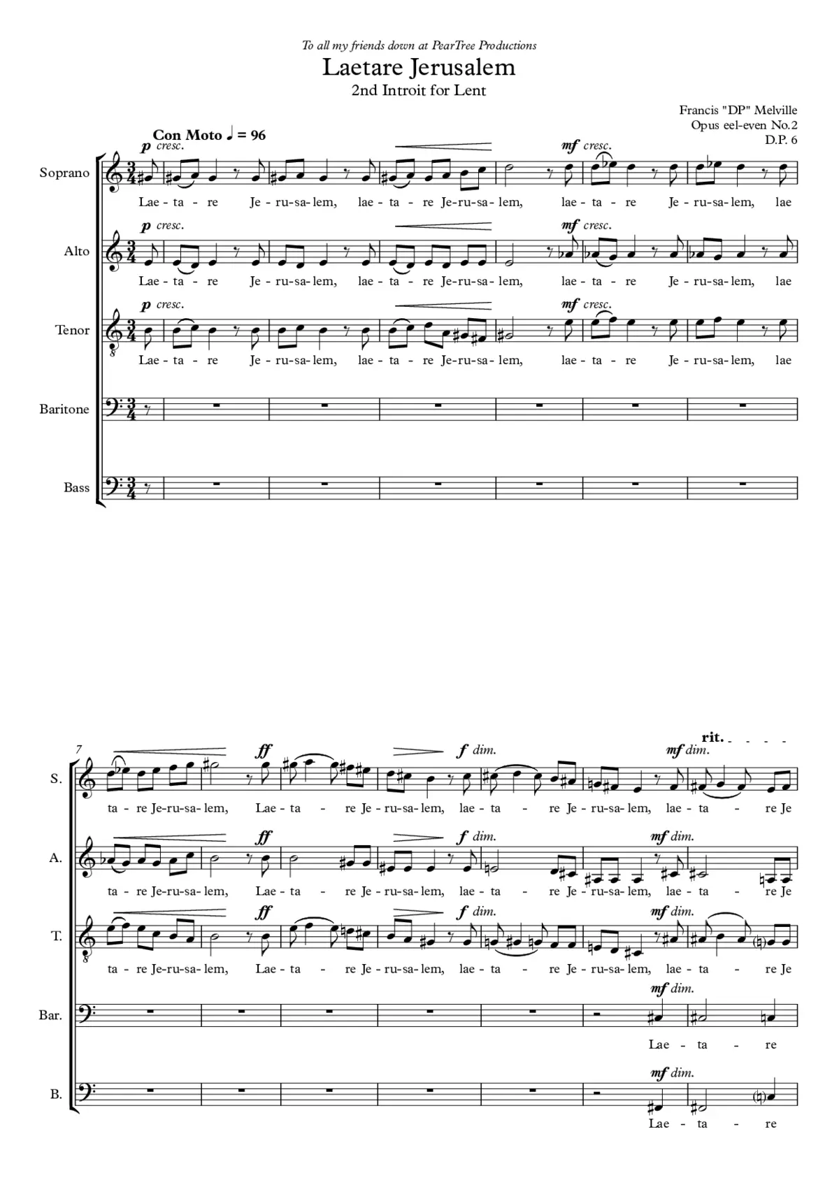 2nd Introit for Lent (Laetare Jerusalem) - Page 1