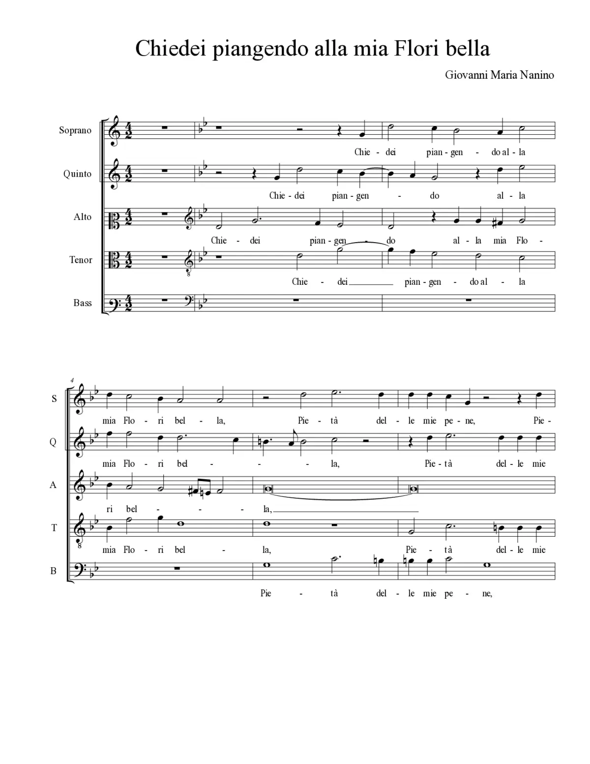 Chiedei piangendo alla mia Flori bella - Page 1