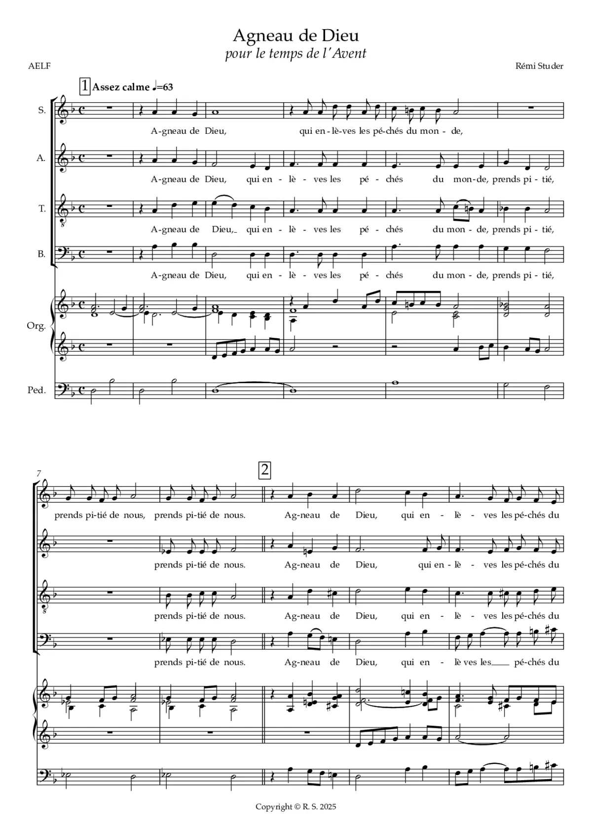 Agneau de Dieu pour le temps de l'Avent - Page 1