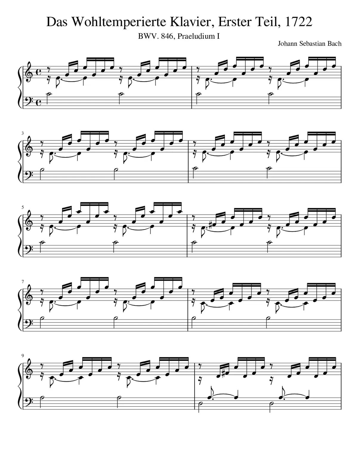 Prelude and Fugue in C major BWV 846 - Page 1