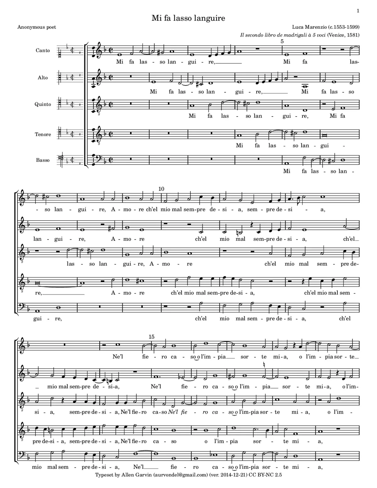 Mi fa lasso languire - Page 1