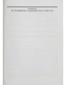 In horrore visionis nocturnae