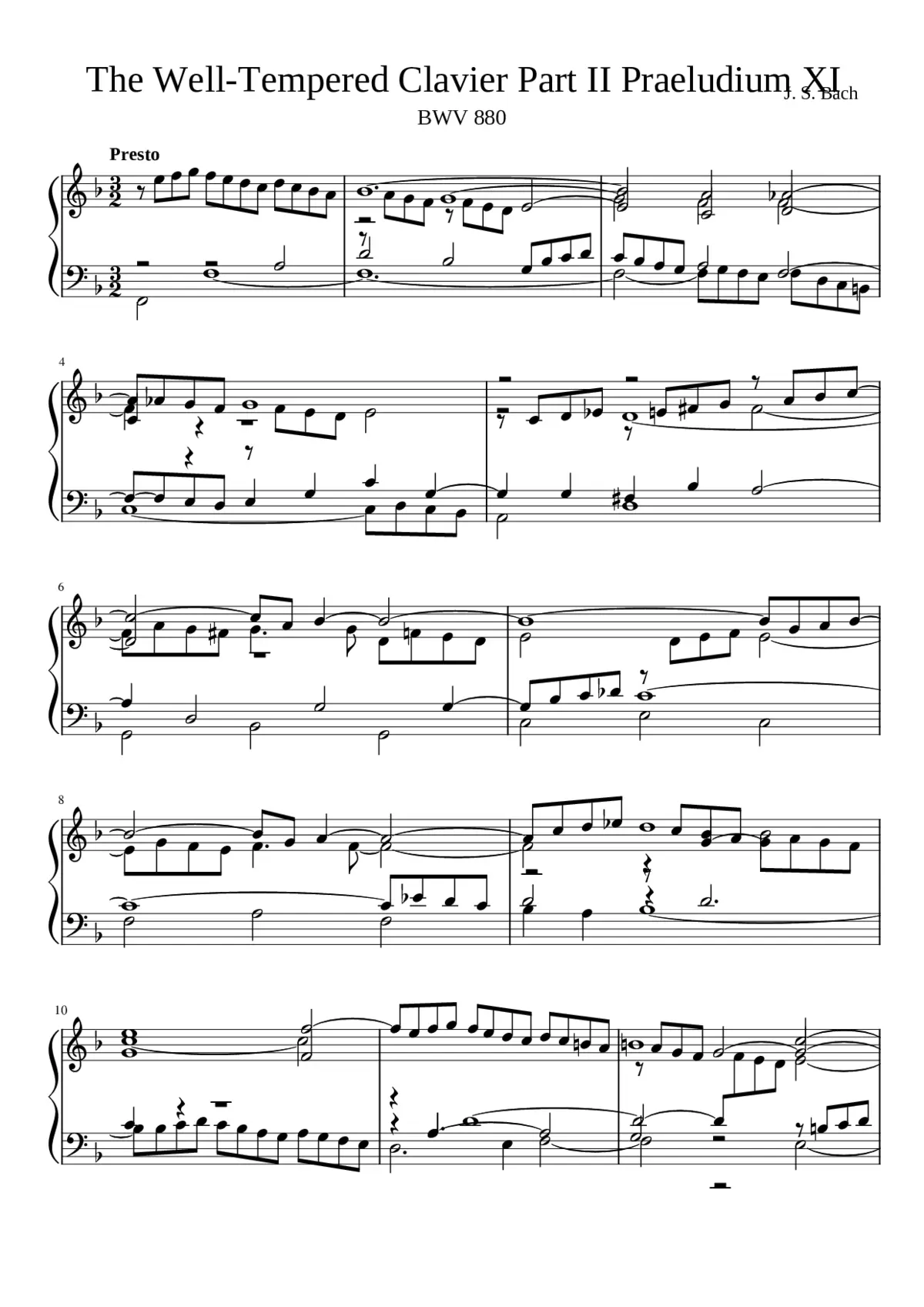 Prelude and Fugue in F major BWV 880 - Page 1