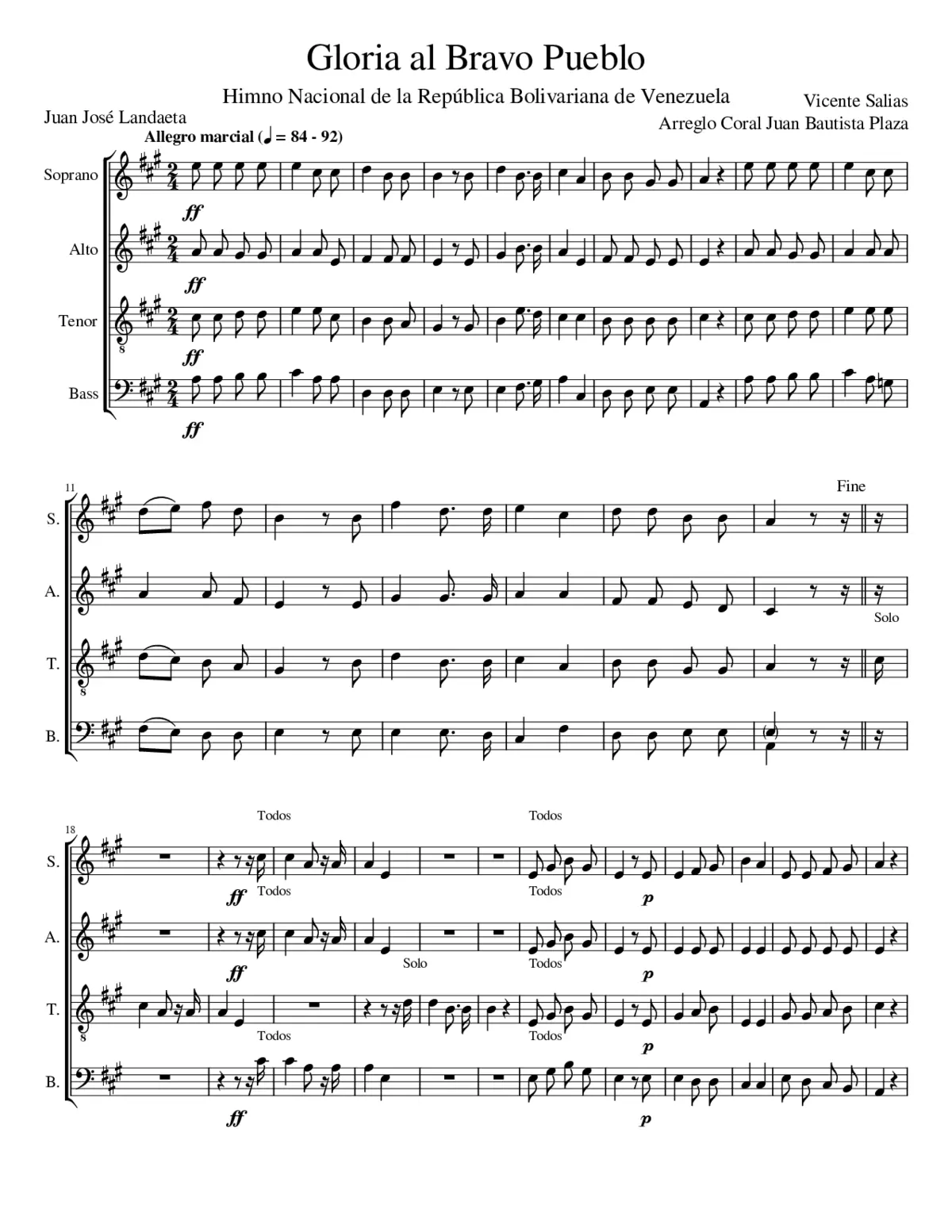 Gloria al Bravo Pueblo - Page 1