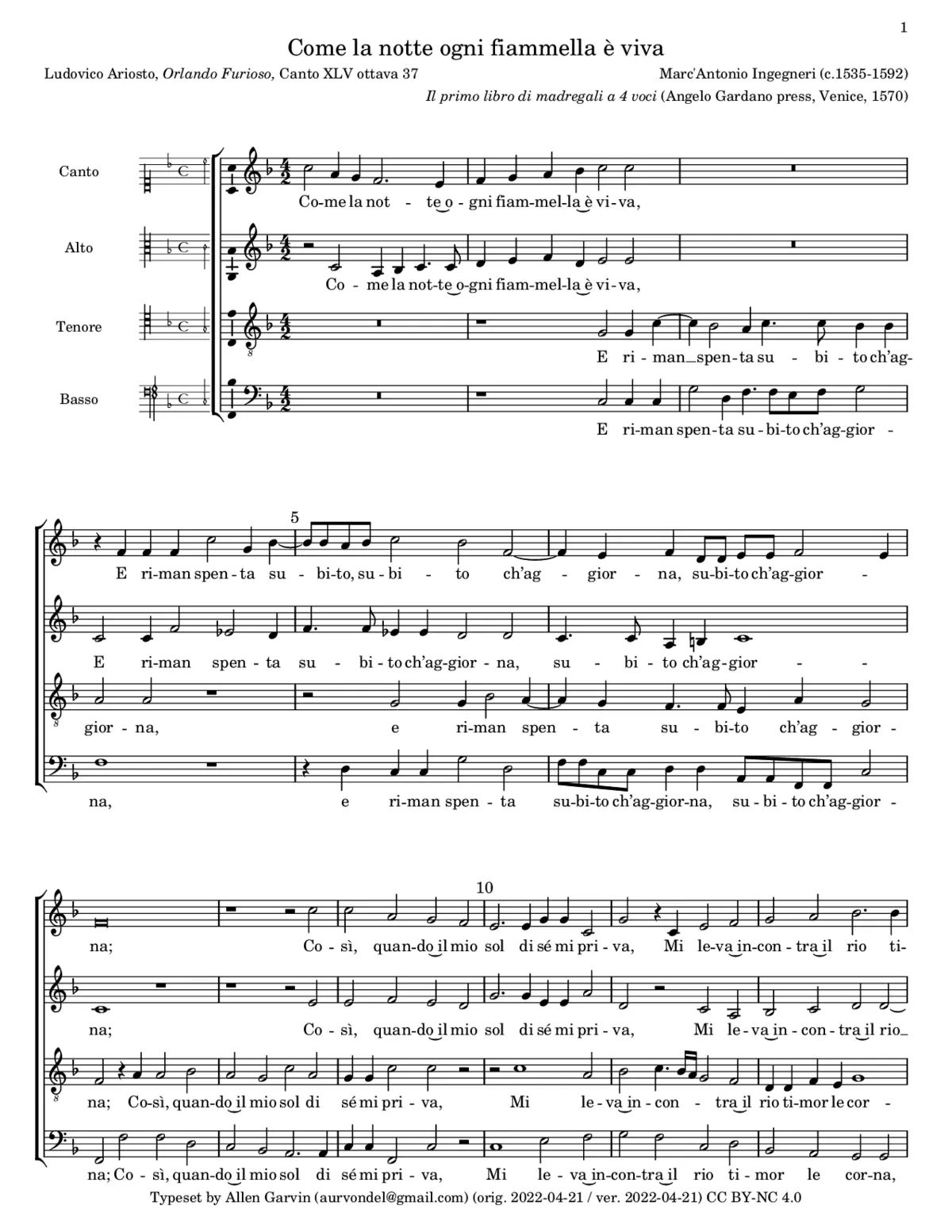 Come la notte ogni fiammella è viva - Page 1