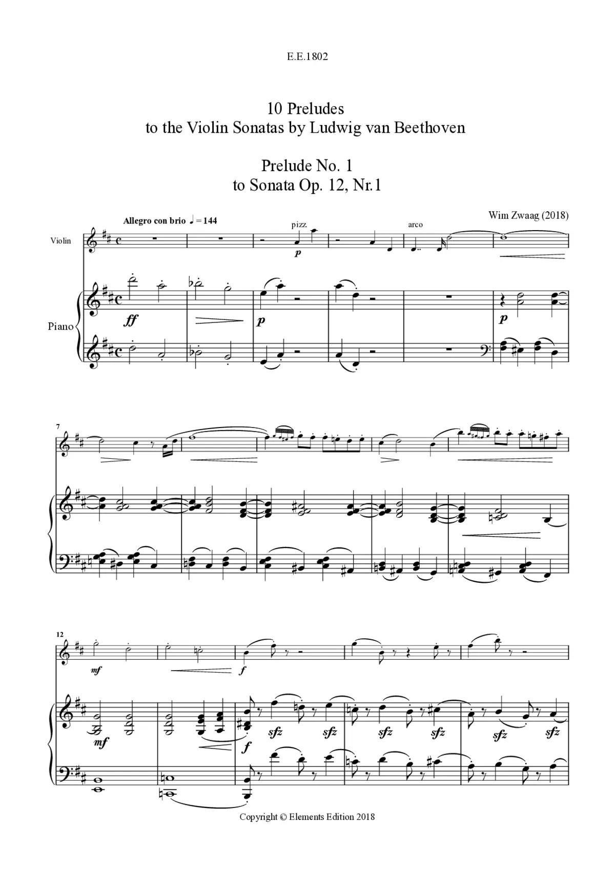 10 Preludes to the Beethoven Violin Sonatas - Page 1