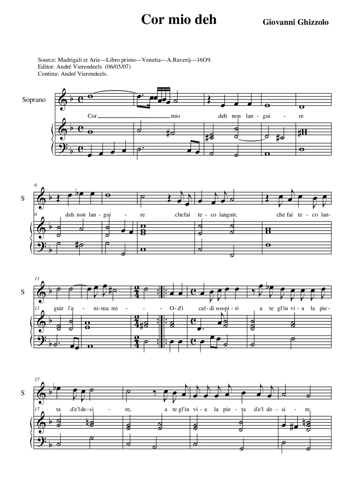Cor mio deh - Page 1