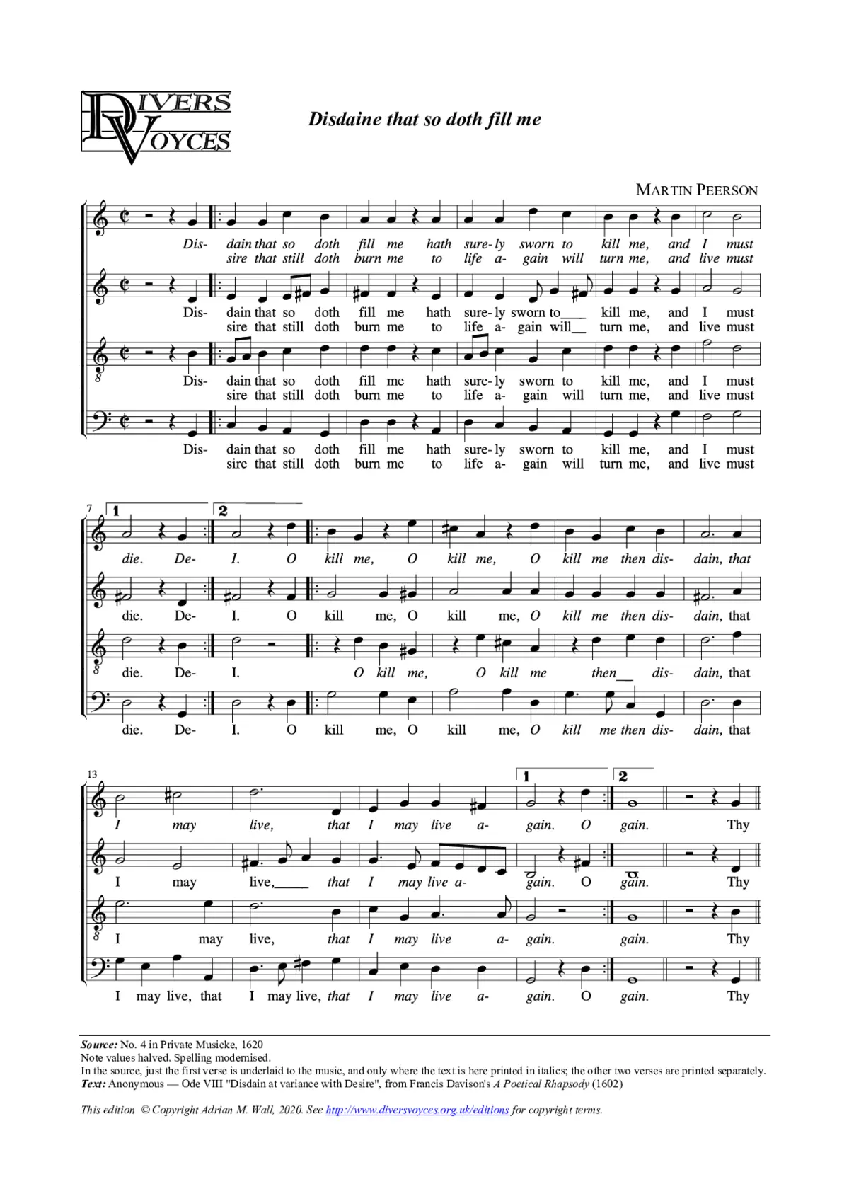 Disdaine that so doth fill me - Page 1