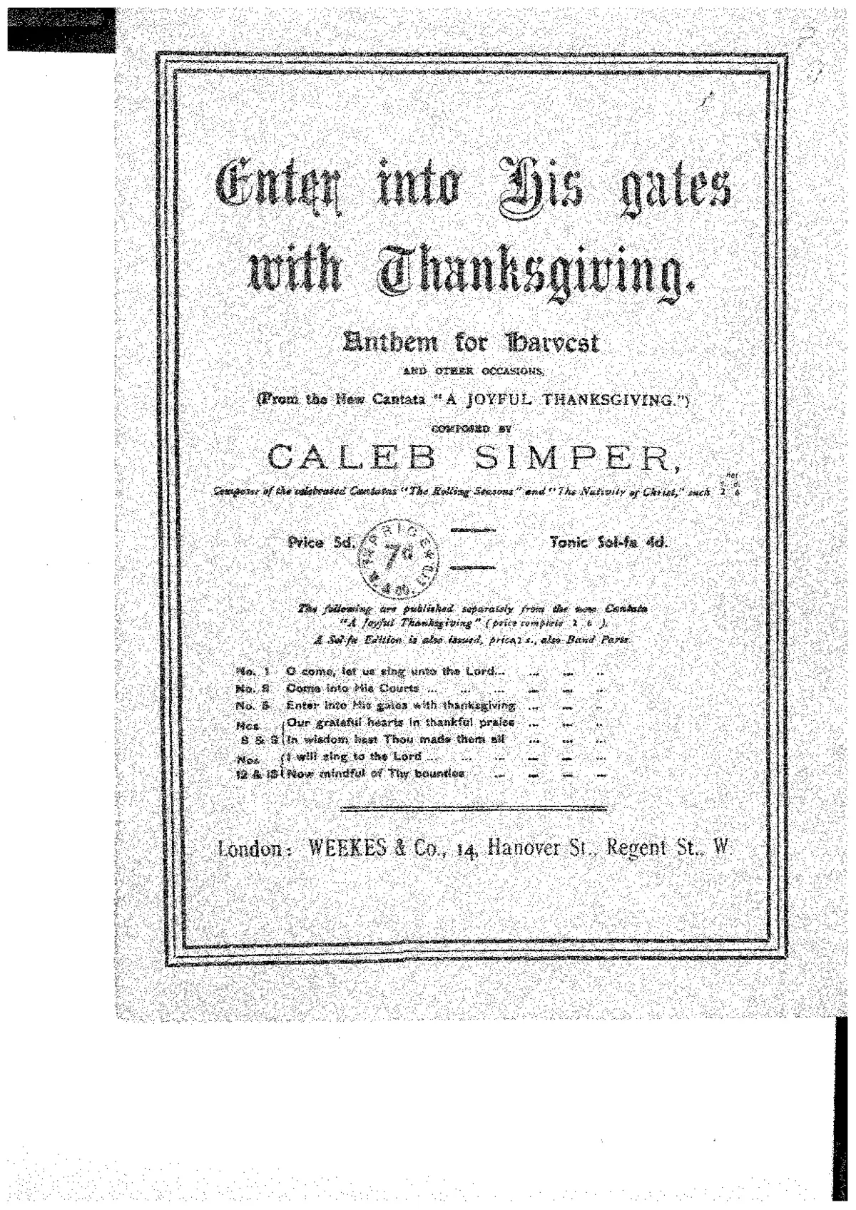 Enter into His gates with thanksgiving - Page 1