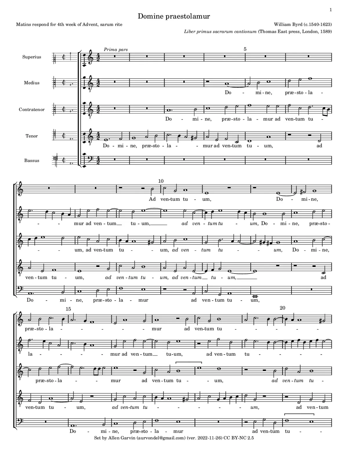 Domine praestolamur - Veni Domine noli tardare - Page 1