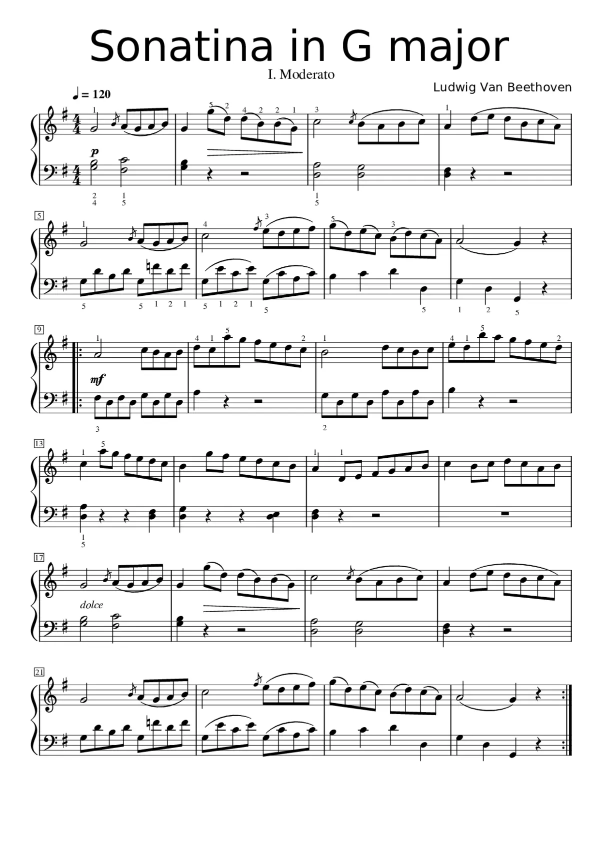 2 Sonatinas for Piano Anh.5 - Page 1