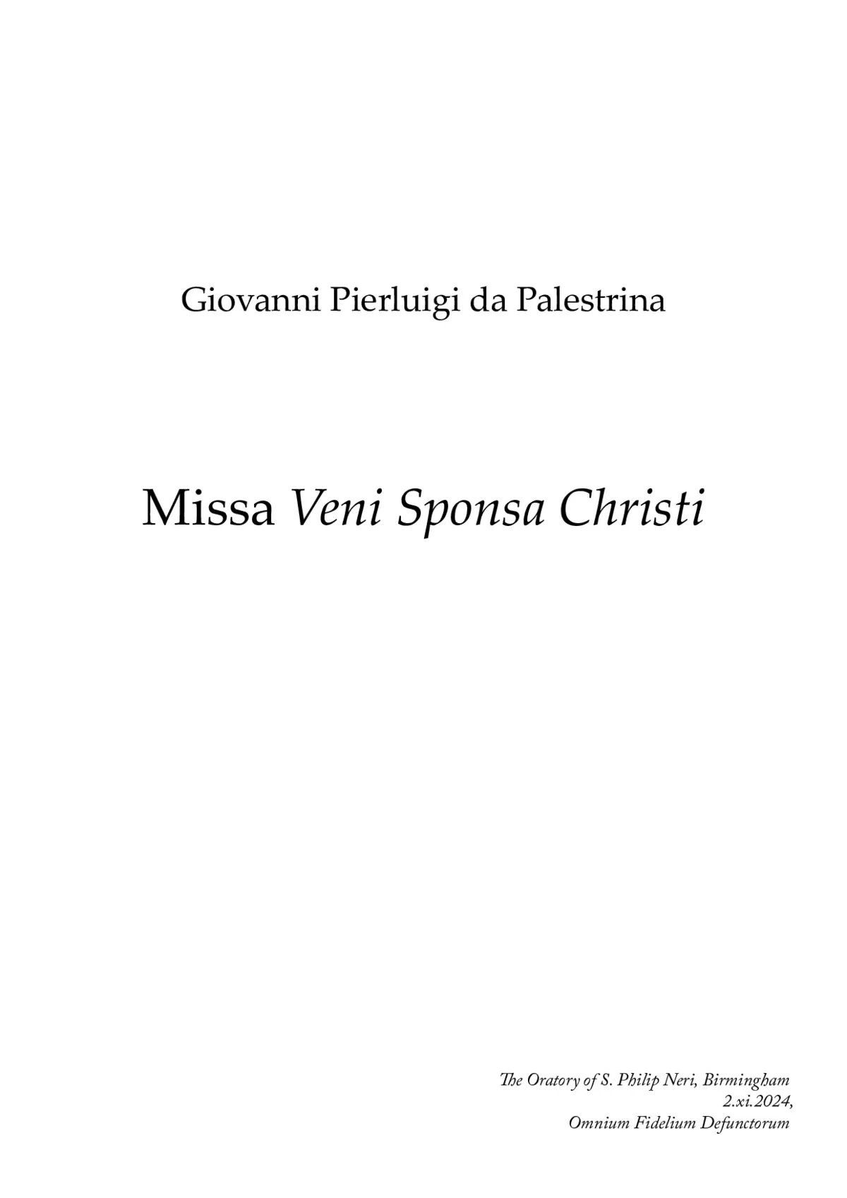 Missa Veni Sponsa Christi - Page 1