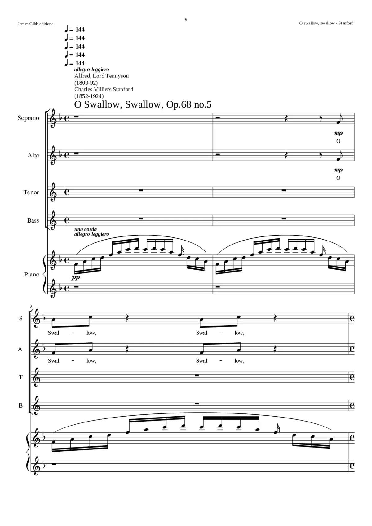 O Swallow Swallow Op.68:5 - Page 1