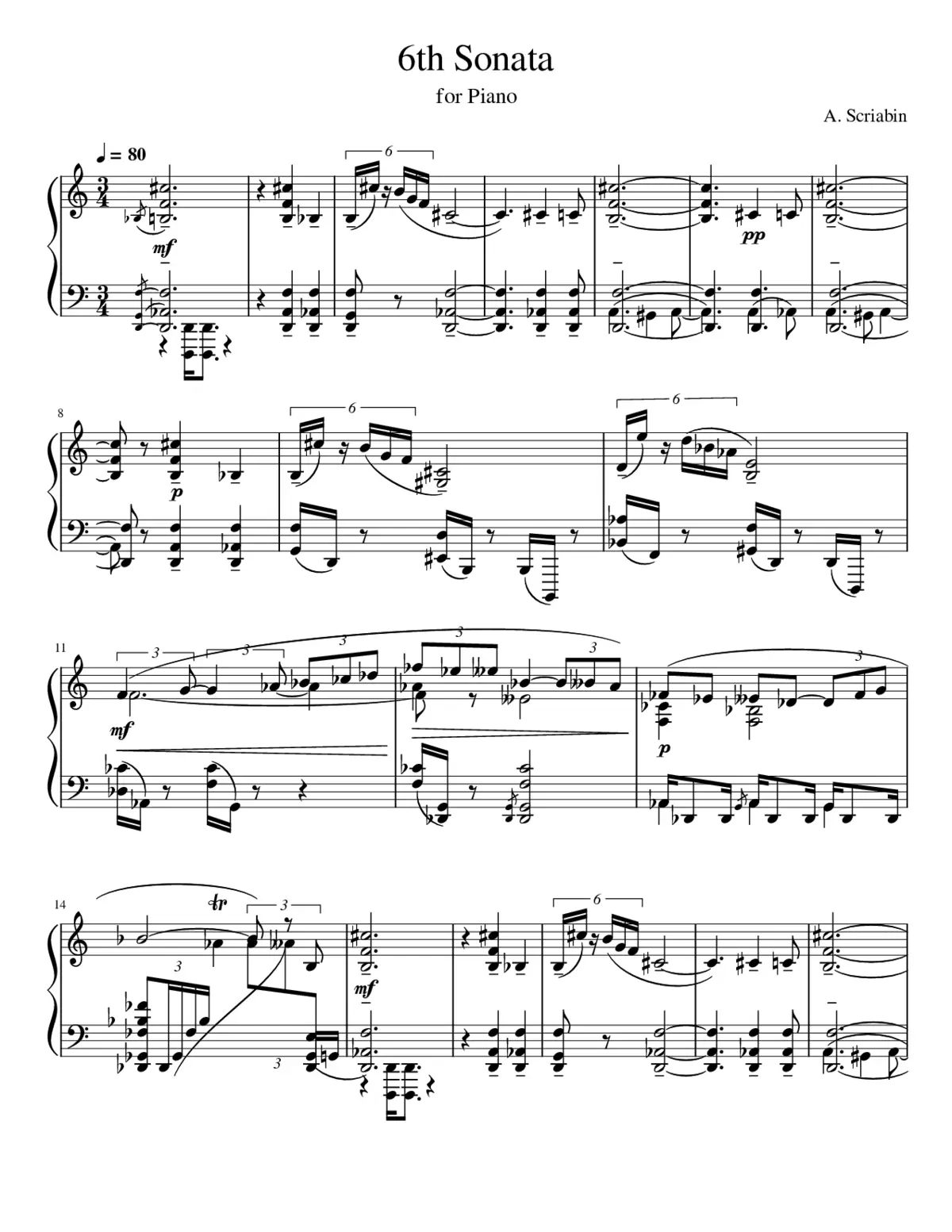 Piano Sonata No.6 Op.62 - Page 1