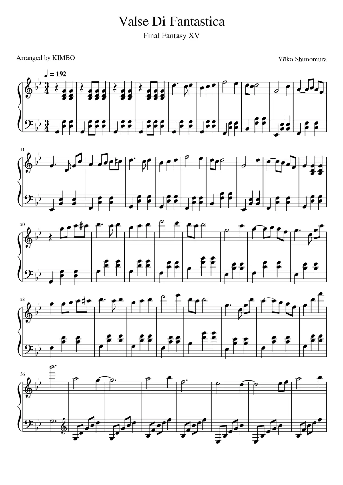 final fantasy xv - valse di fantastica - Page 1