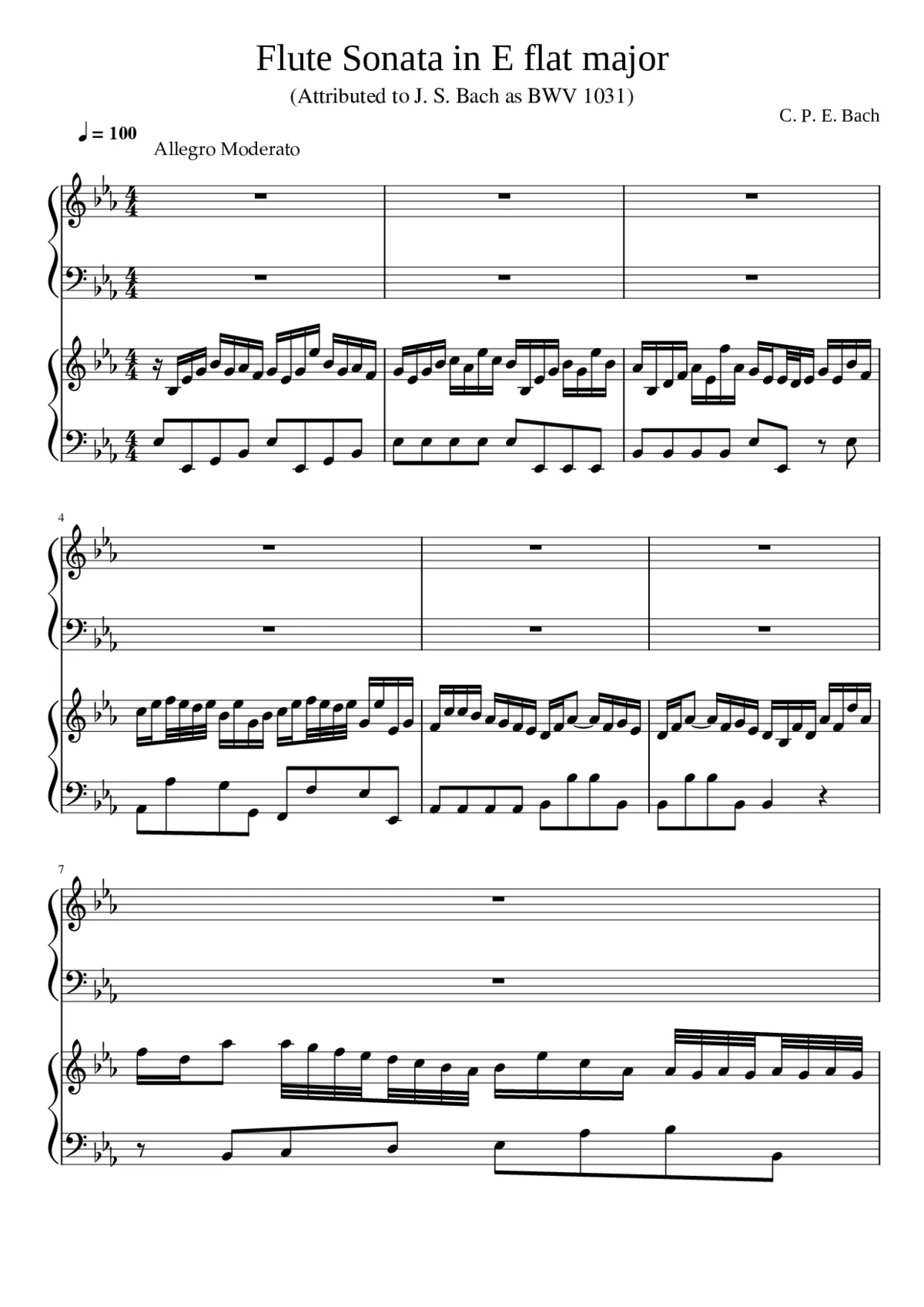 Flute Sonata in E-flat major BWV 1031 - Page 1