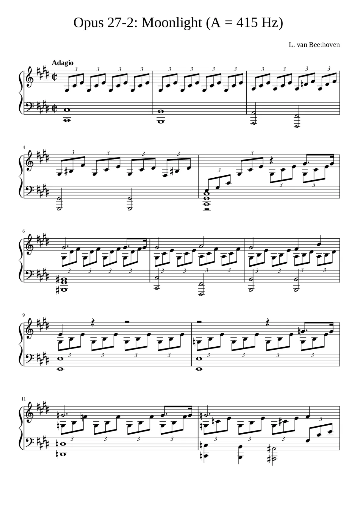 Opus 27-2: Beethoven Moonlight - The first and second movements - Page 1