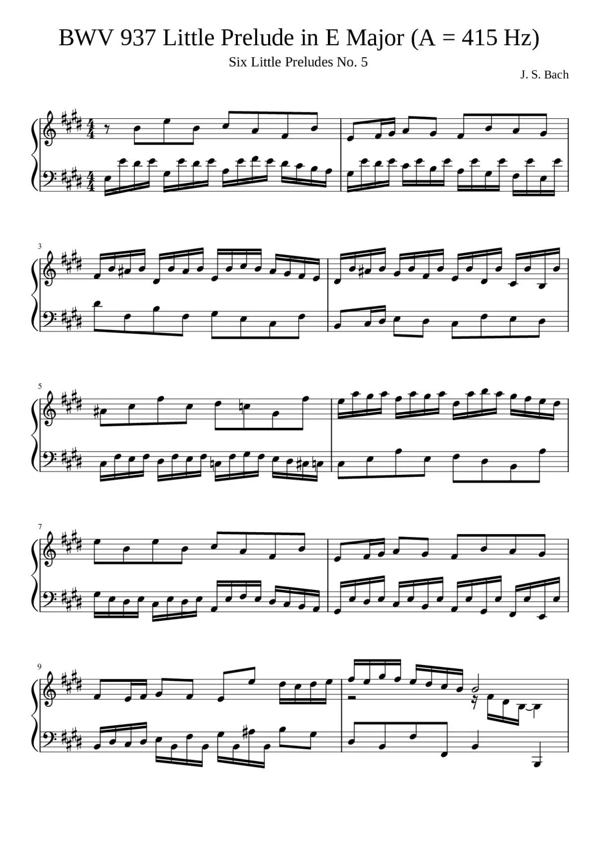 Prelude in E major BWV 937 - Page 1