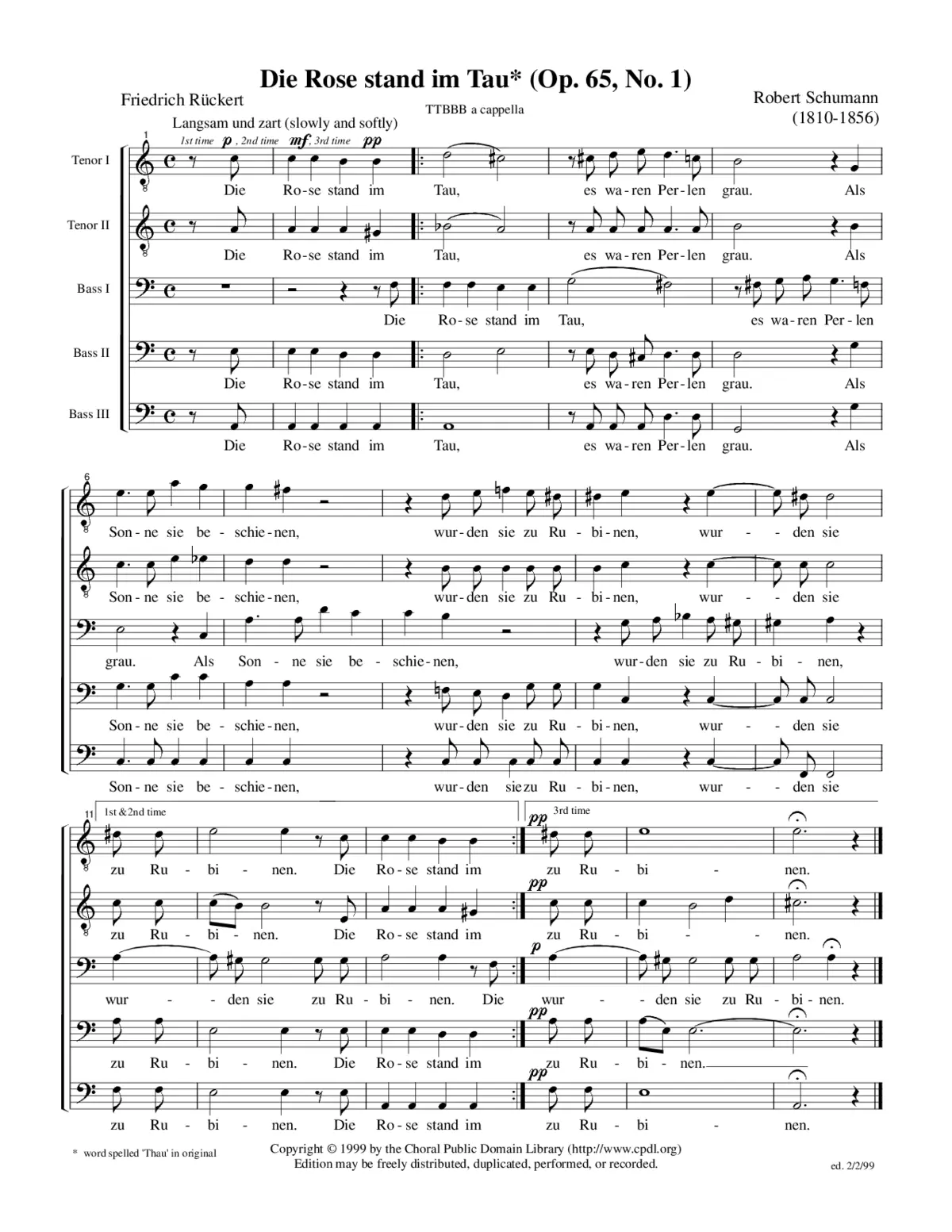 Die Rose stand im Tau, Op. 65, No. 1 - Page 1