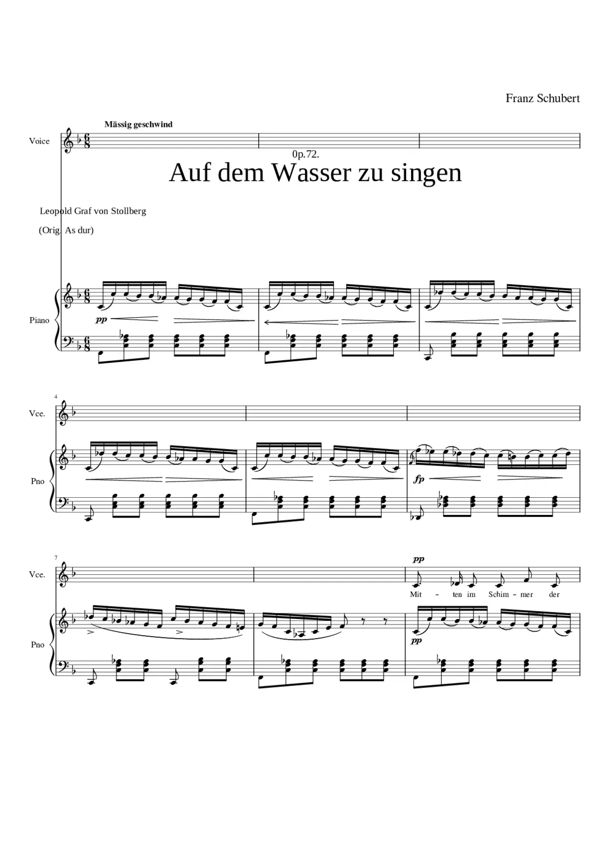 Auf dem Wasser zu singen D.774 - Page 1