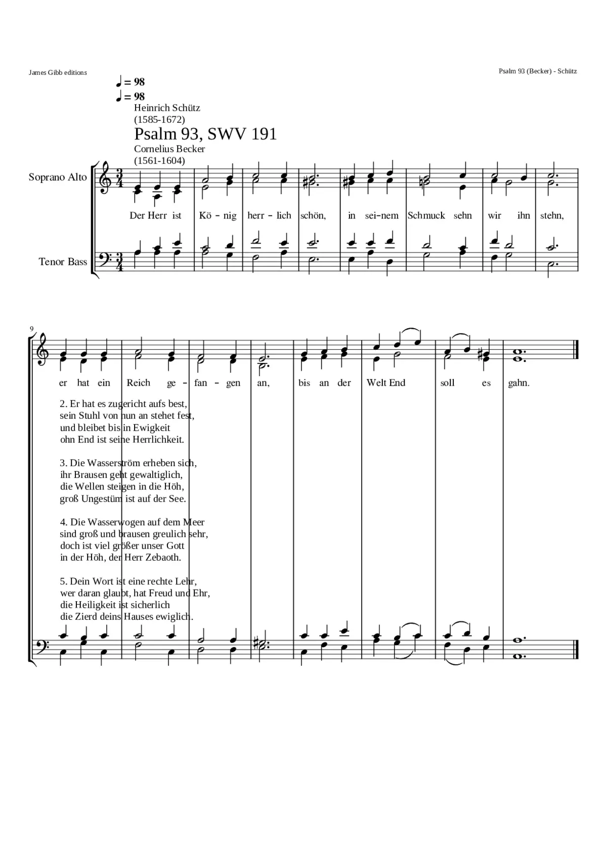 Der Herr ist König herrlich schön SWV 191 - Page 1