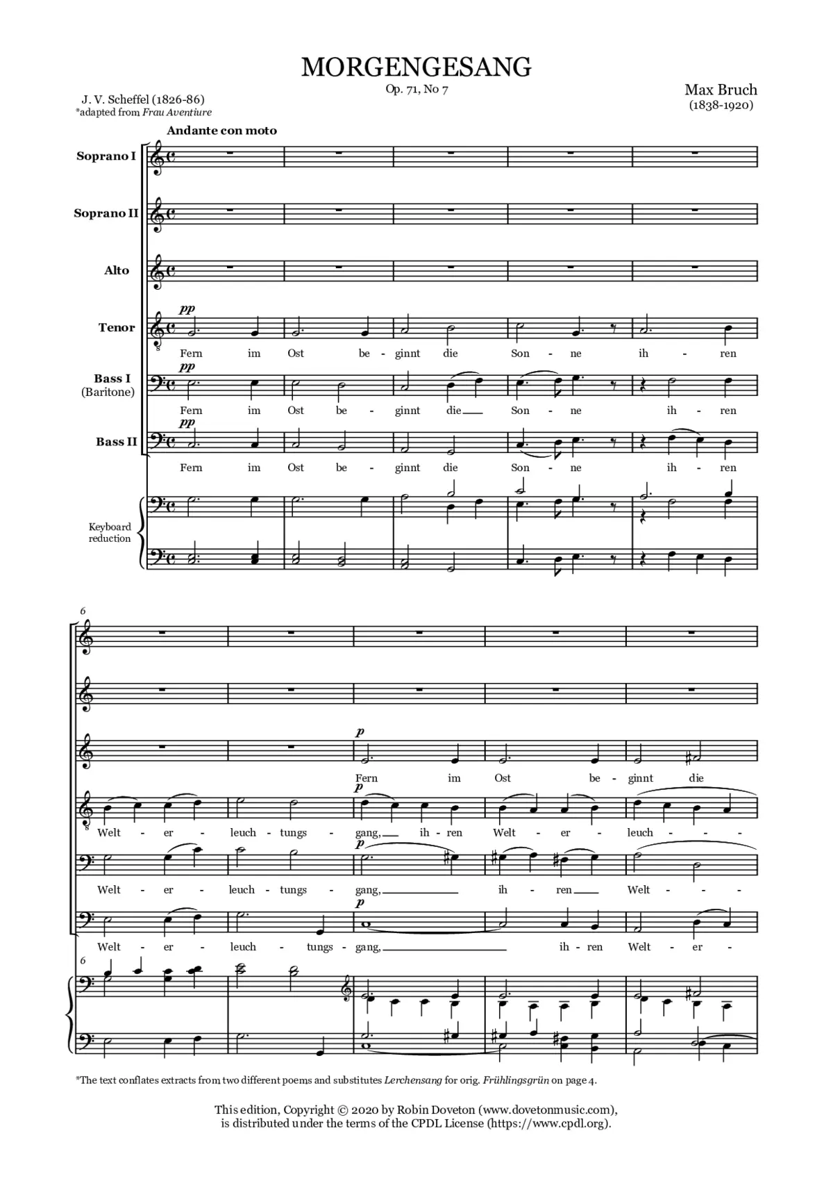 Morgengesang, Opus 71 No. 7 - Page 1