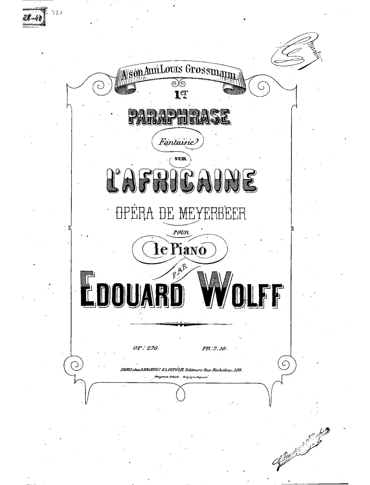 3 Paraphrases-fantaisies sur 'L'Africaine' - Page 1