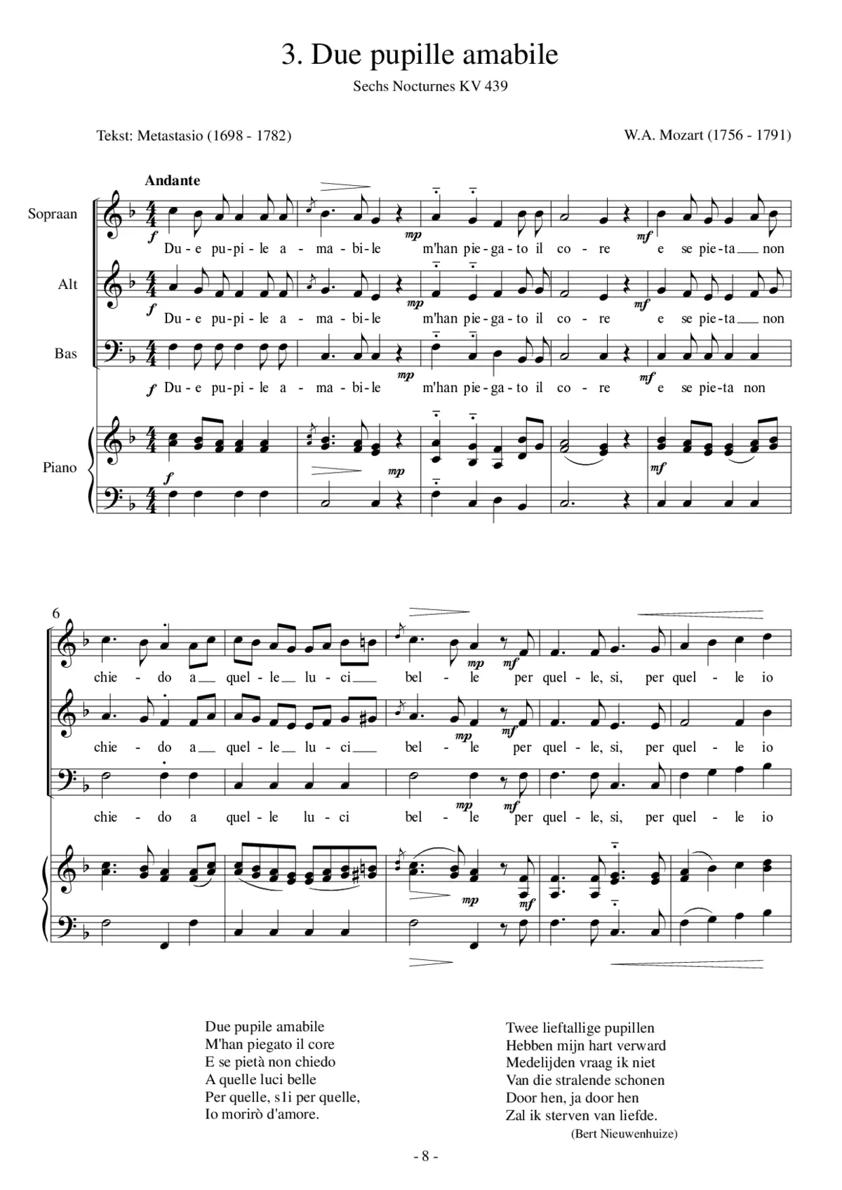 Due pupille amabili / Zwei allerliebste Äugelein, KV 439 - Page 1