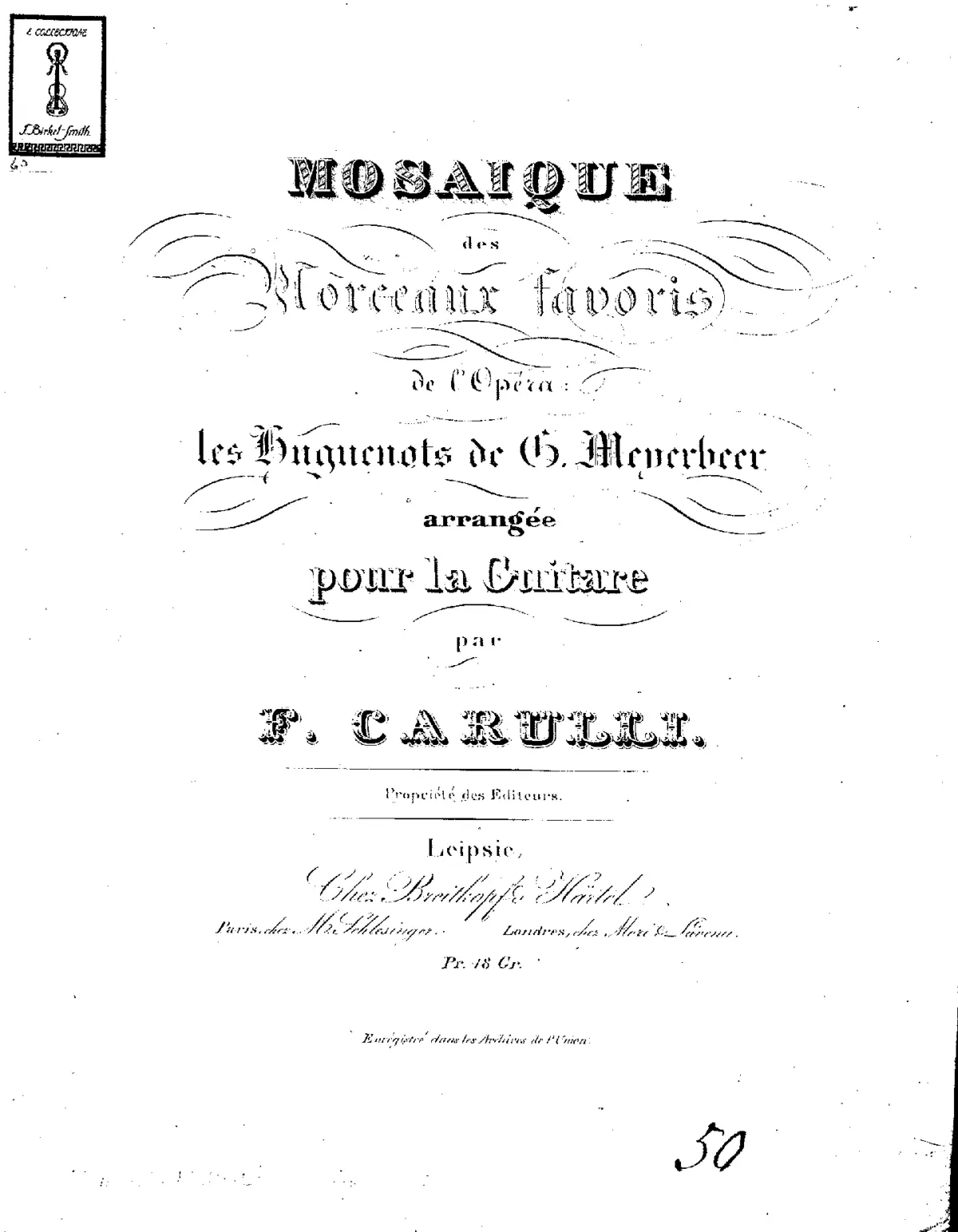 Mosaique des morceaux favoris de l'opéra Les huguenots des G. Meyerbeer - Page 1
