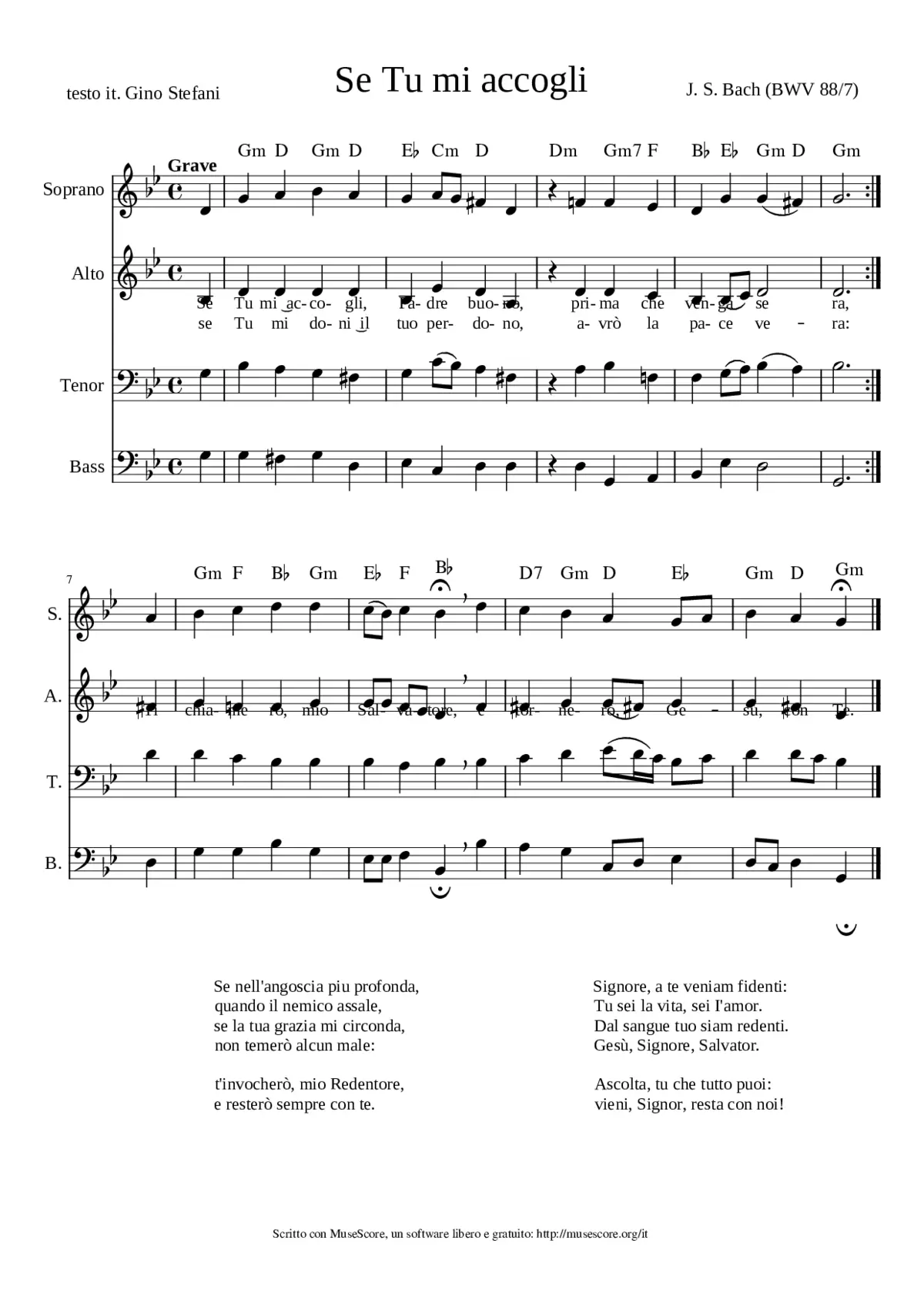 Se Tu mi accogli BWV 88/7 - Page 1