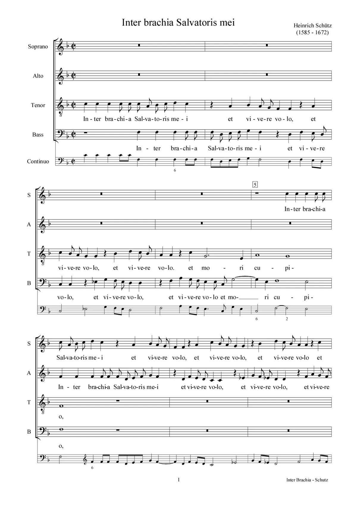 Inter brachia Salvatoris mei, SWV 82 - Page 1