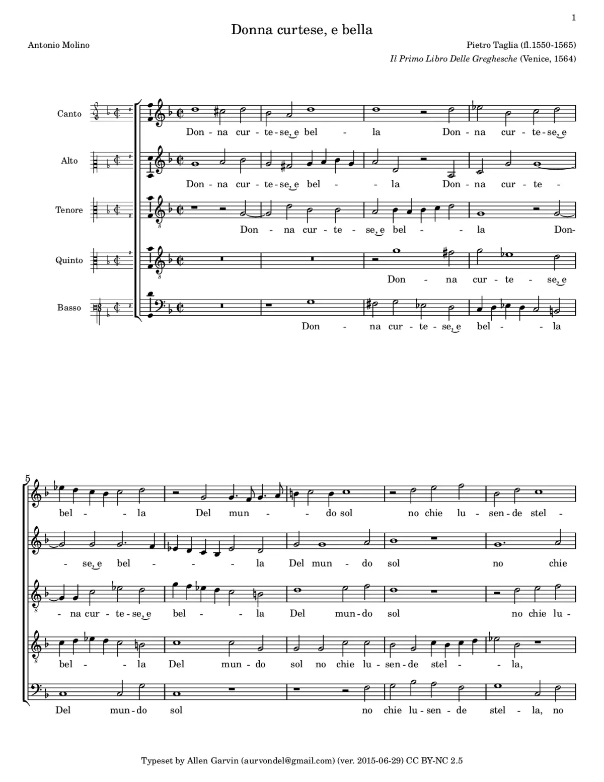 Donna curtese, e bella - Page 1