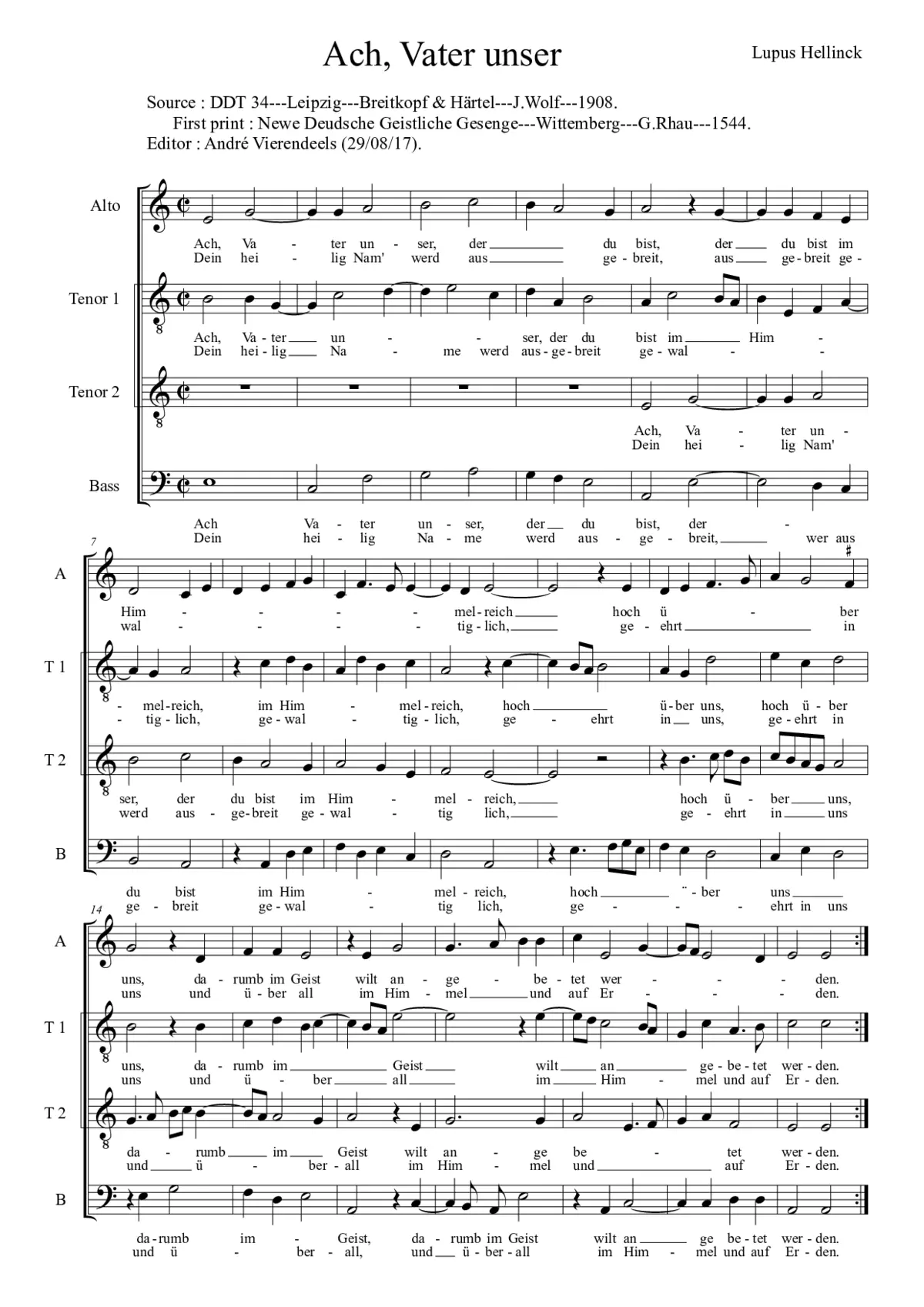 Ach, Vater unser, der du bist - Page 1