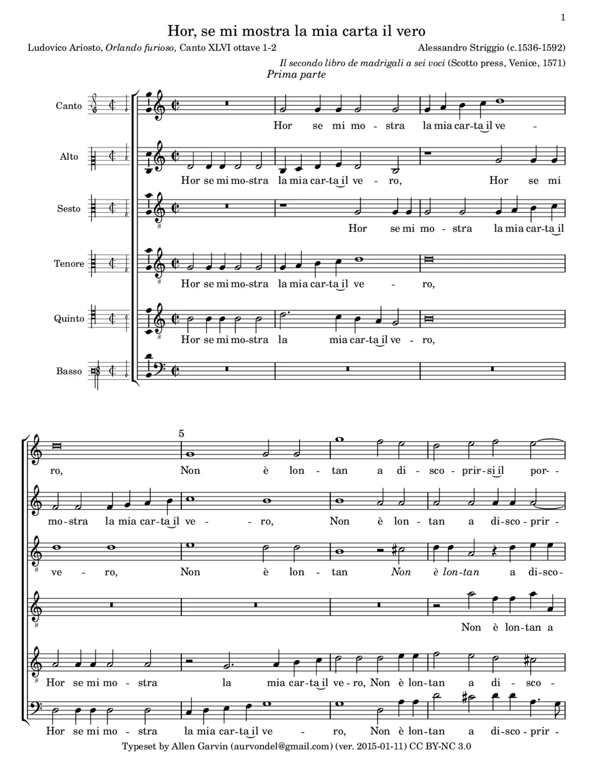 Hor, se mi mostra la mia carta il vero - Page 1