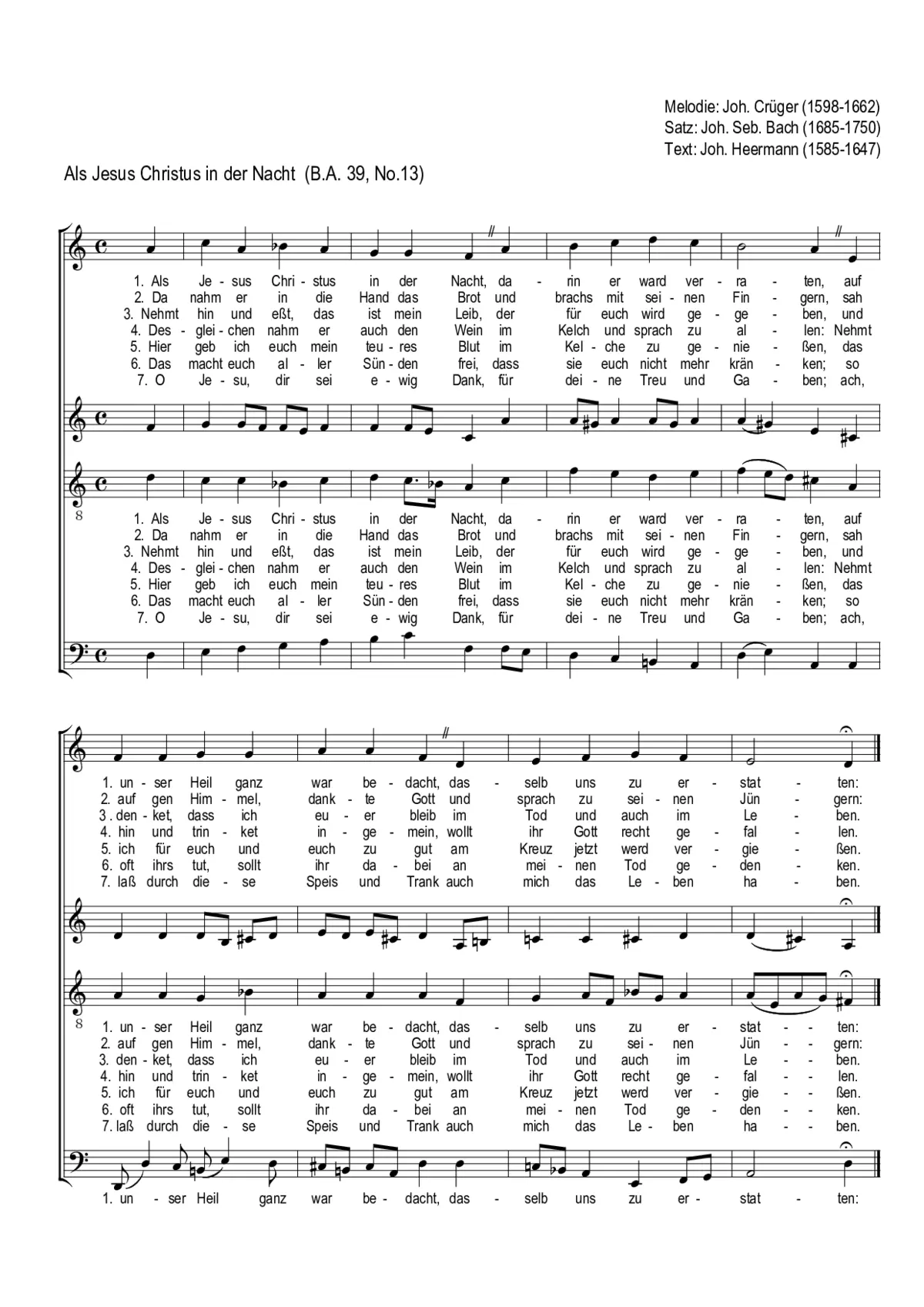 Als Jesus Christus in der Nacht, BWV 265 - Page 1