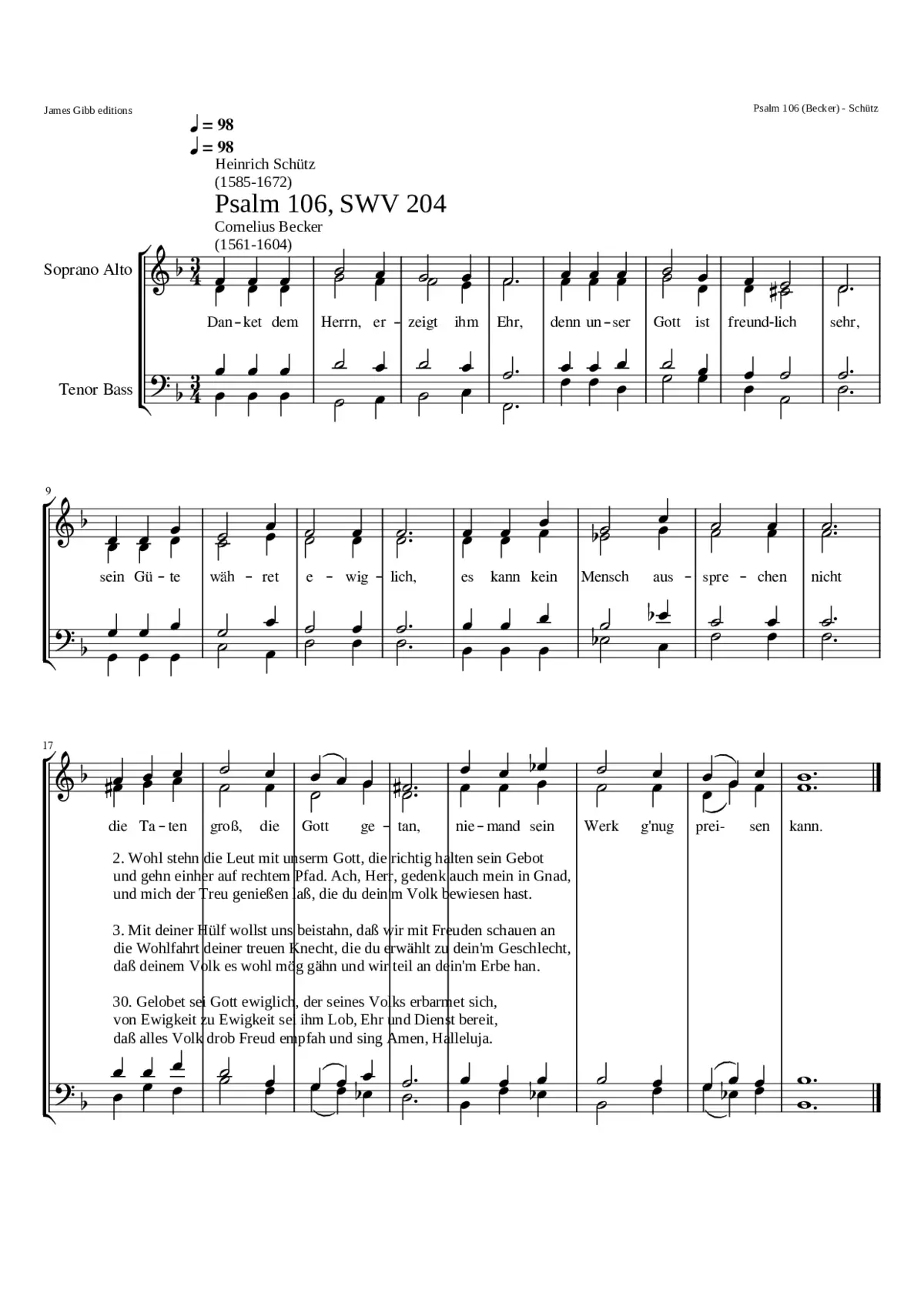 Danket dem Herren erzeigt ihm Ehr SWV 204 - Page 1