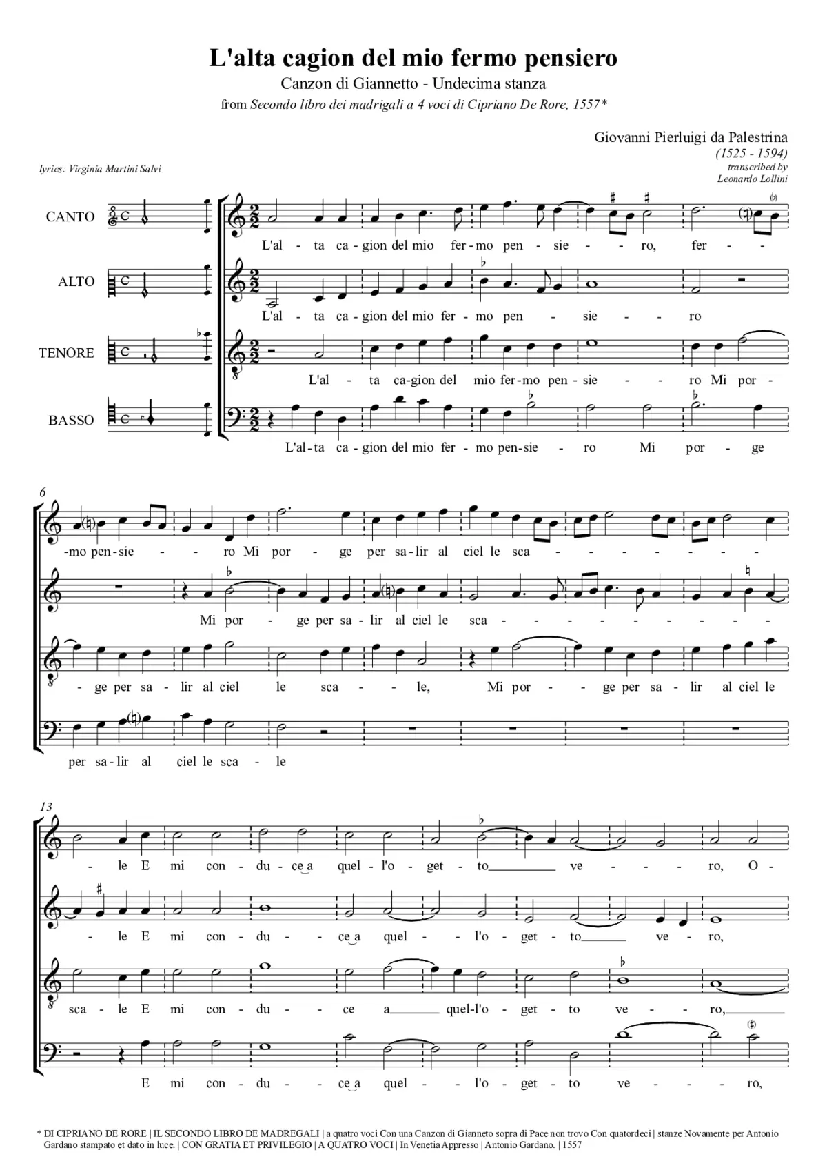 L'alta cagion del mio fermo pensiero (Undecima stanza) - Page 1