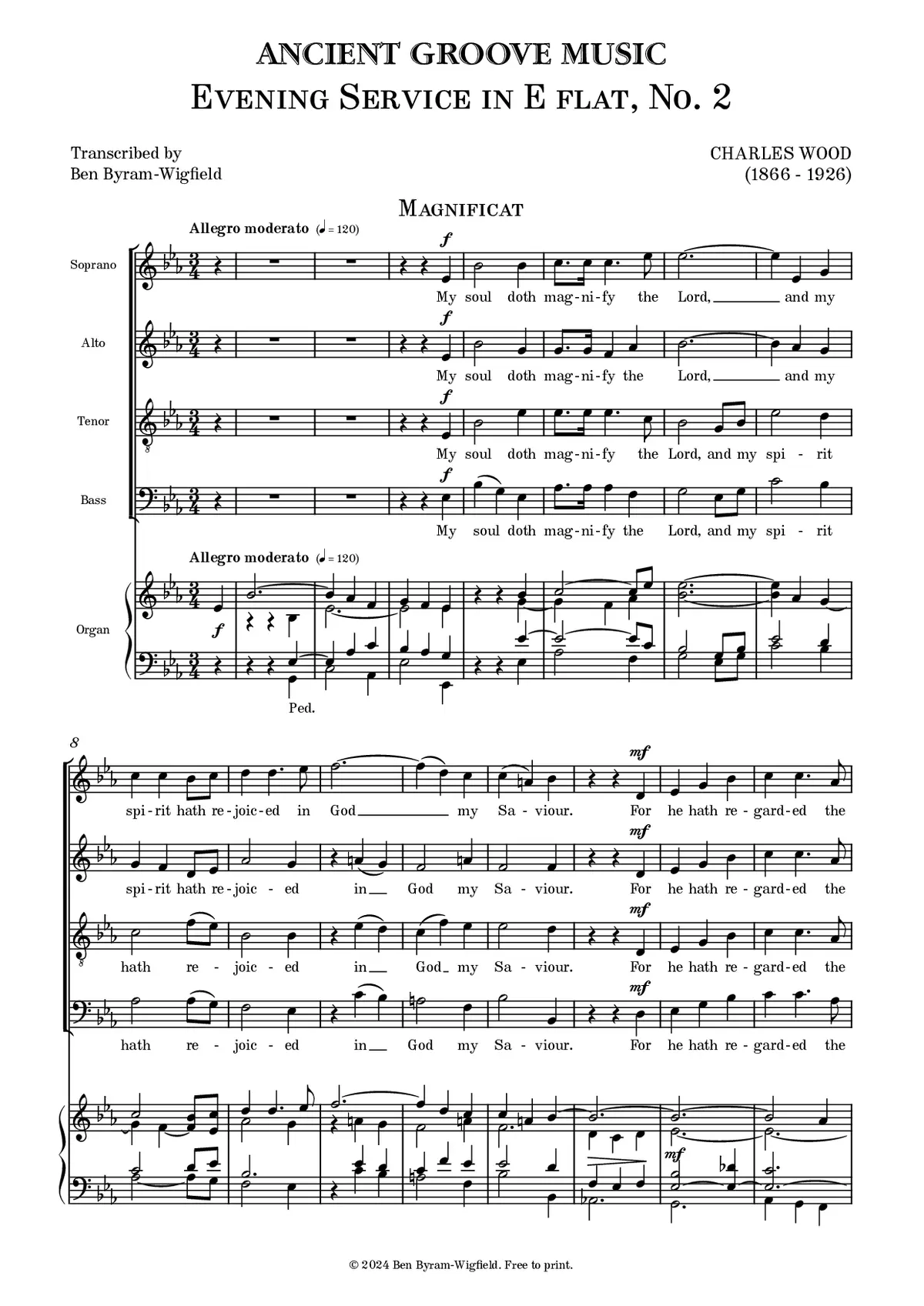 Evening Service in E Flat Major, number 2 - Page 1
