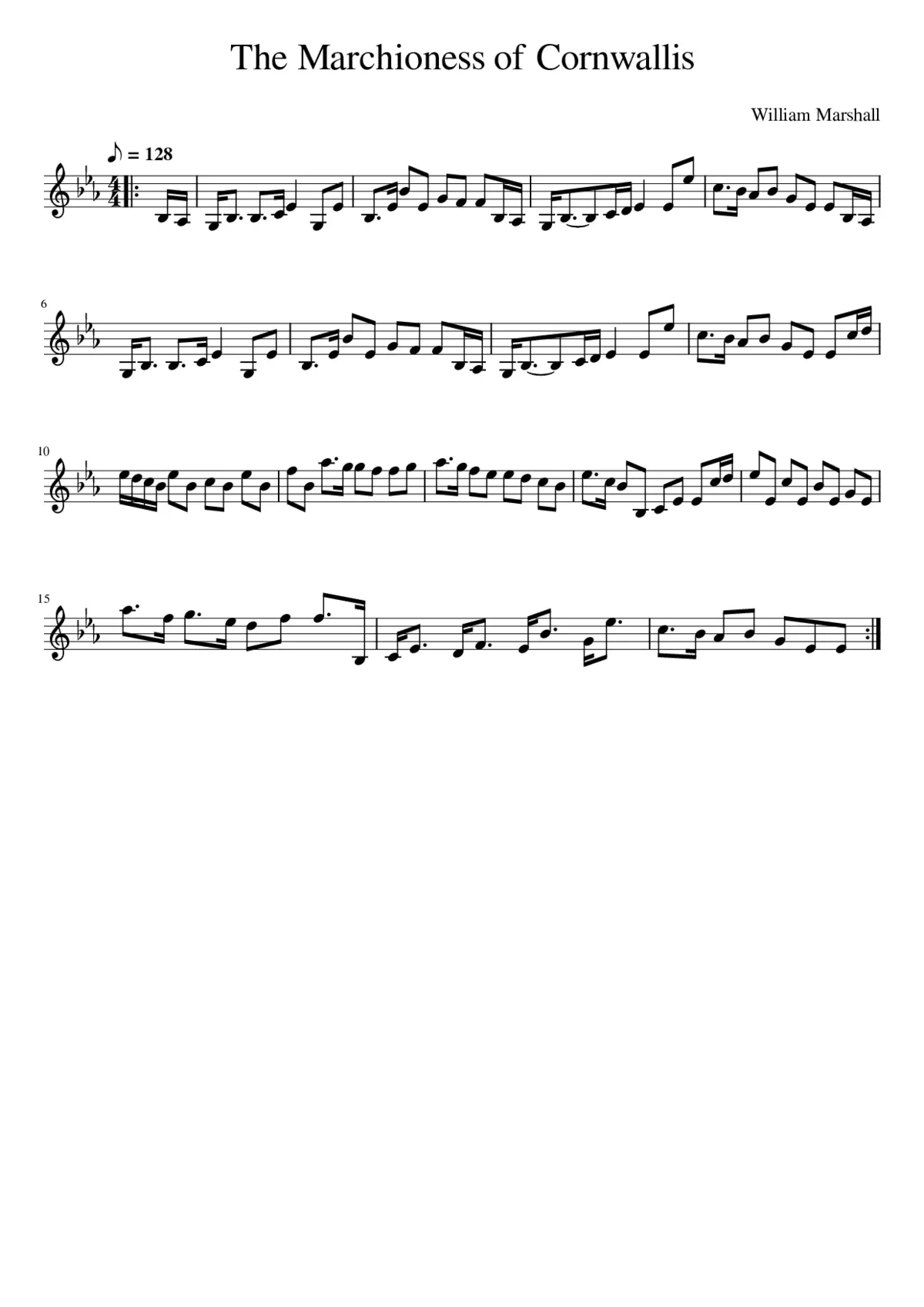 the Marchioness of Cornwallis' Strathspey - Page 1