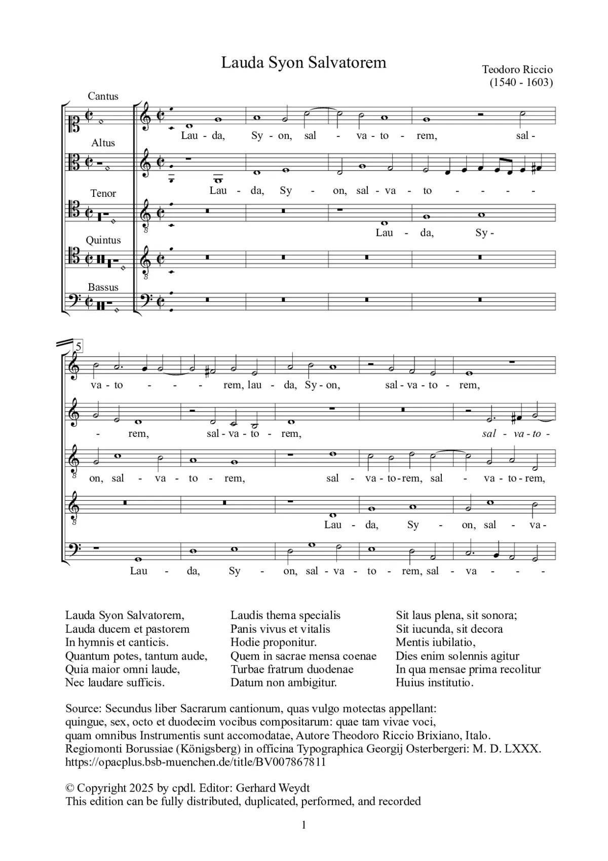 Lauda Syon salvatorem - Page 1